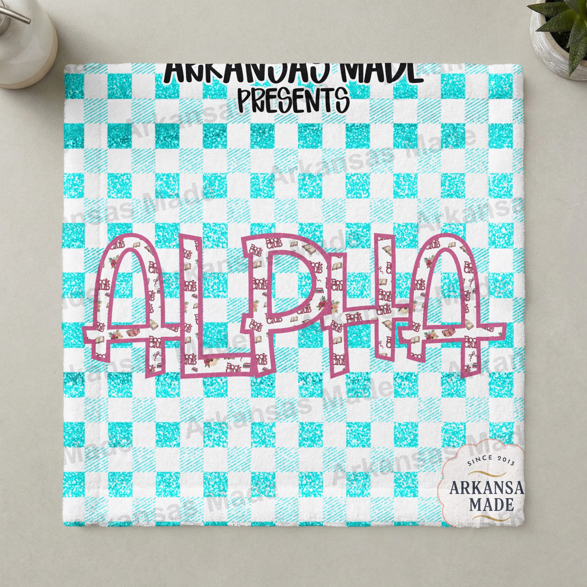 Book Club Digital Alpha Set PNG, Glitter Teal Check Book Lover Alphabet, Reading Letters Sublimation, Planner Stickers - Image 3