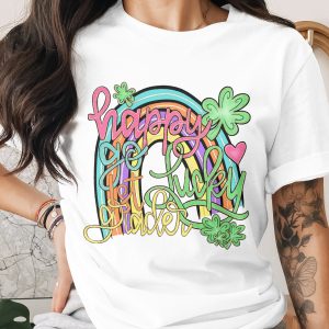 Happy Go Lucky 1st Grader PNG, St Patricks Day Rainbow Shamrock Digital Download, First Grade Sublimation DTF, Lucky Teacher Kids
