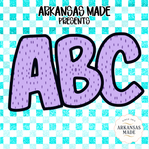 Purple Speckled ABC Alphabet, Full A-Z Alpha Set, Glitter Teal Checkered Background, Digital, Sublimation DTF PNGs Download
