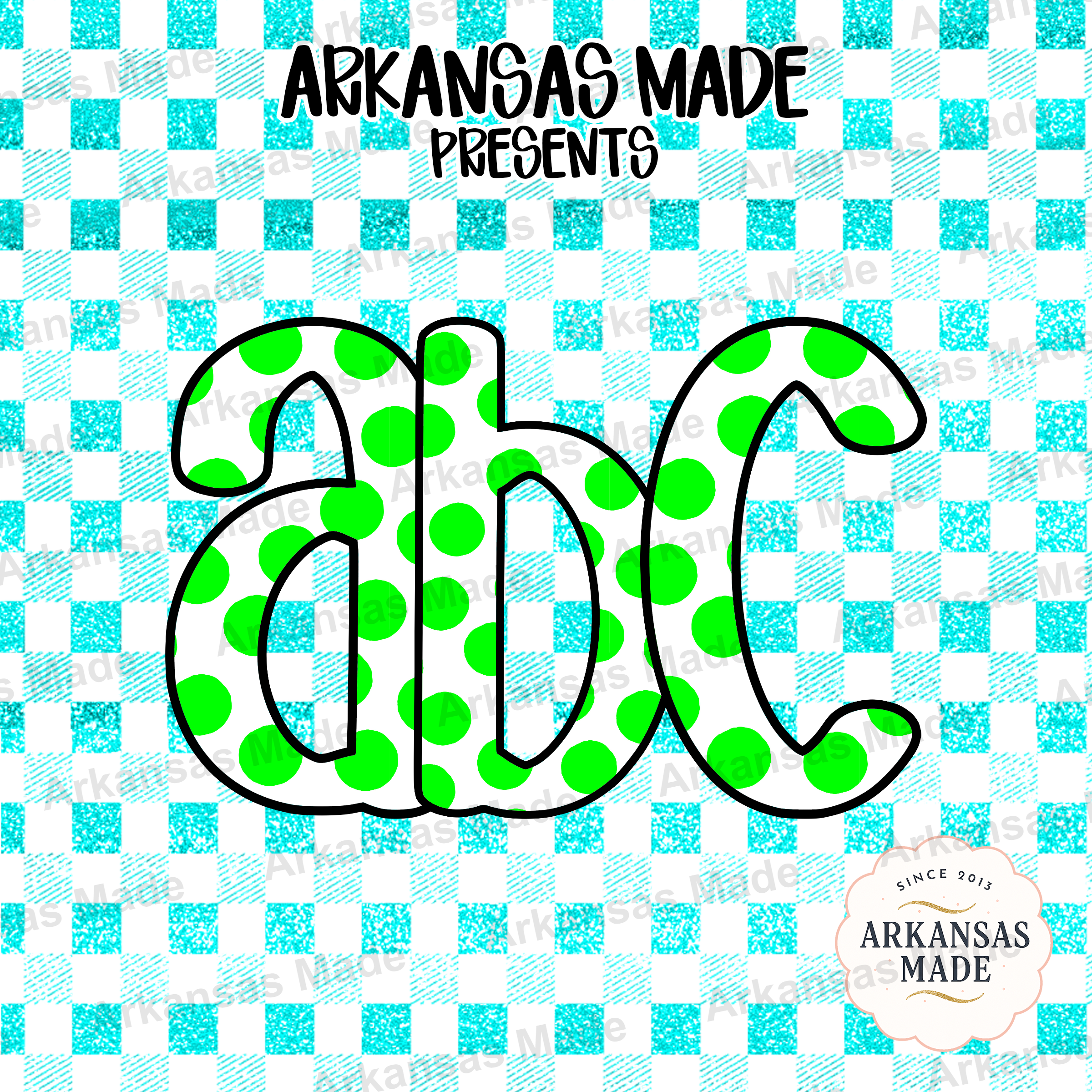 Green Polka Dot Alpha Set Digital Download | Preppy Gingham Checkerboard Letters PNG Bundle | Vibrant Summer Alphabet Font for DIY Crafts - Image 4