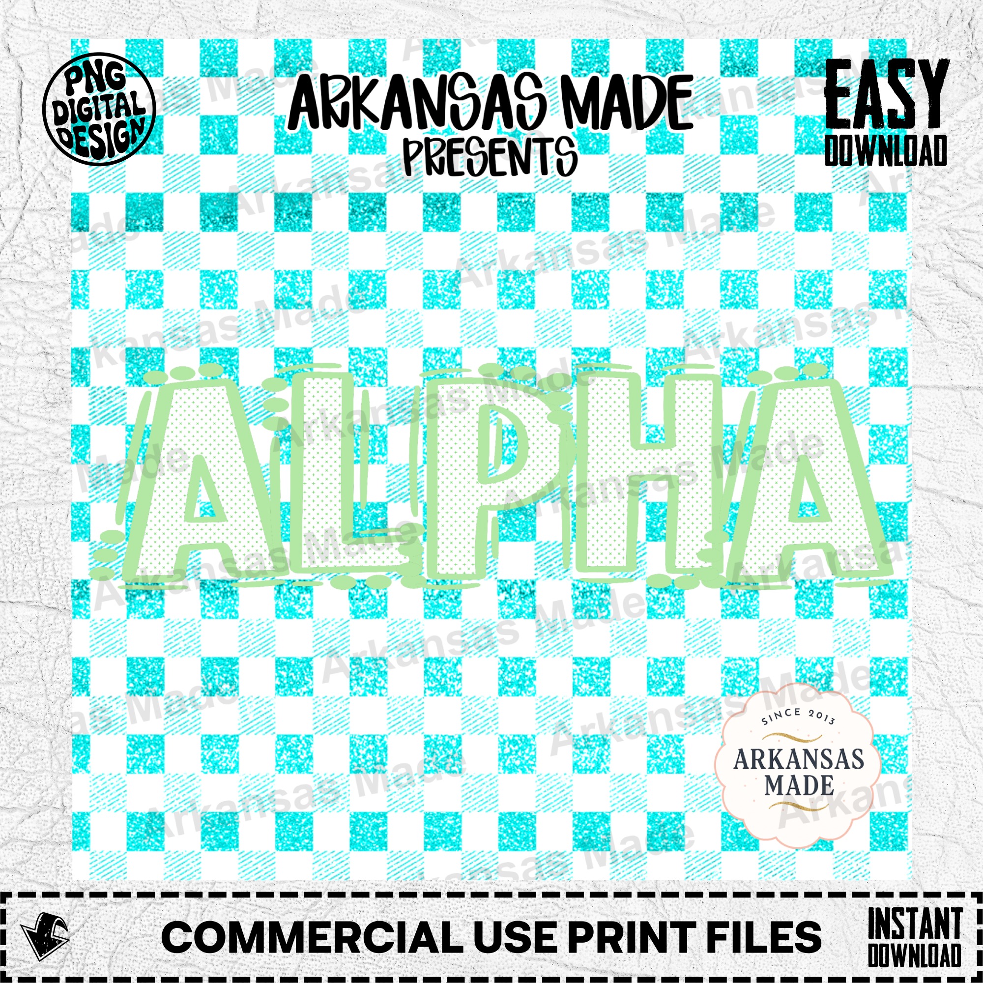 Alpha Sorority Digital Download Alpha Set, Teal Glitter Gingham Greek Life PNG SVG, Bid Day Big Little College Craft File