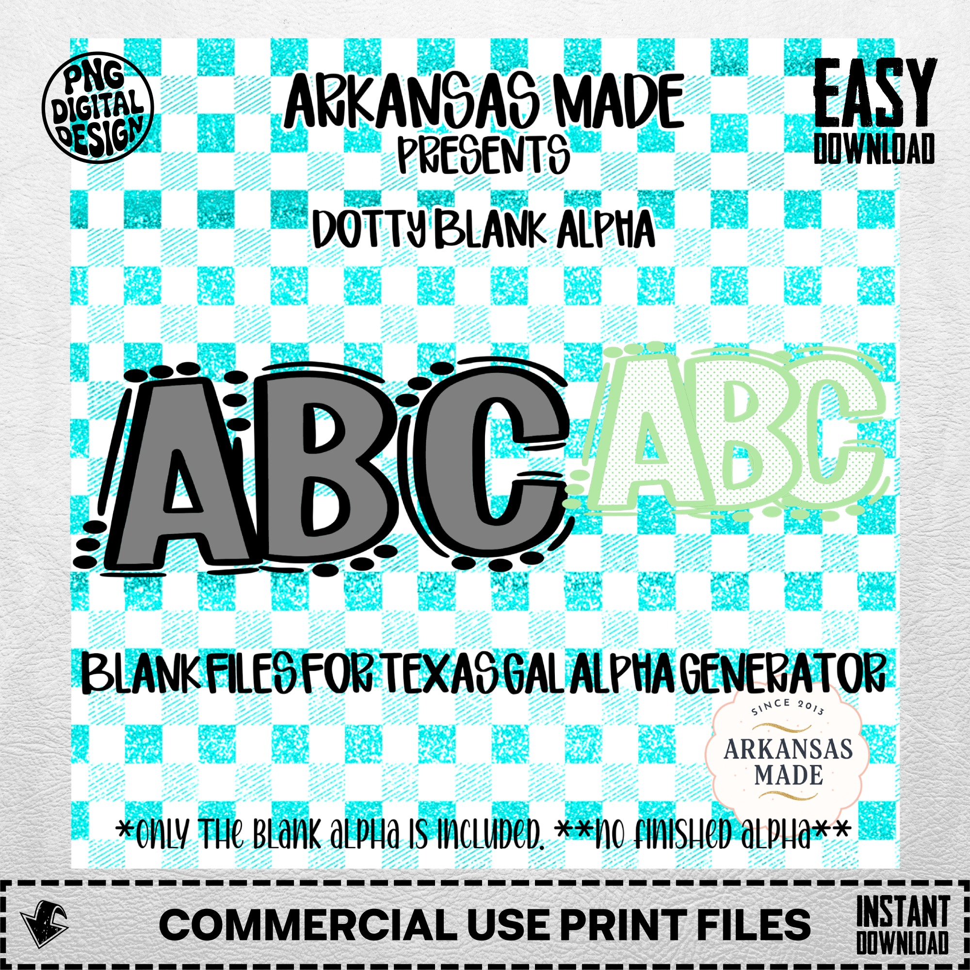 Dotty Blank Alpha Digital Download, Sublimation DTF Files, Customizable Alphabet PNG, Texas Gal Alpha Generator Blanks - Image 4