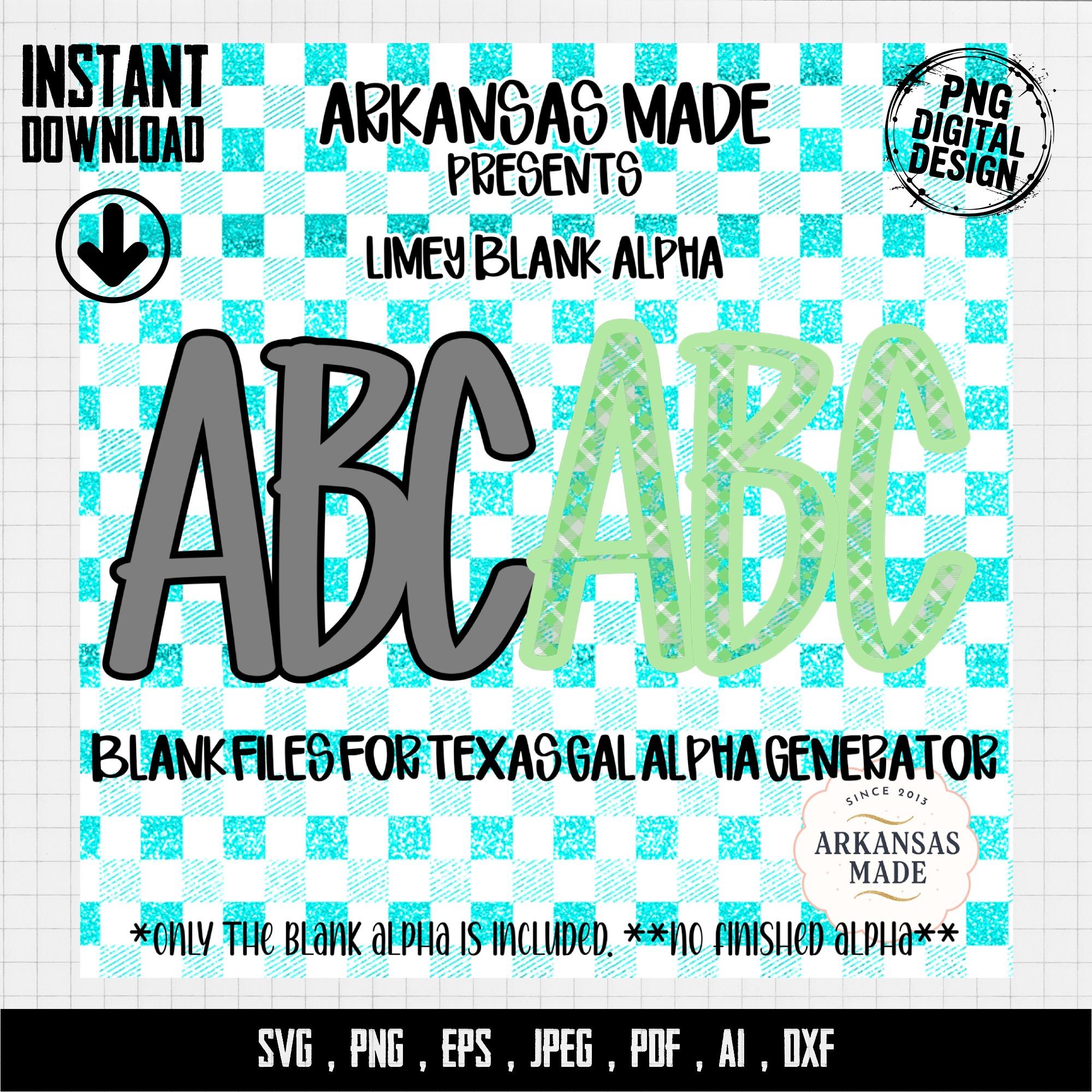 Limey Blank Alpha PNG, Digital Download, Sublimation DTF, Texas Gal Alpha Generator Files, Customizable Alphabet Letters, Instant Download - Image 3