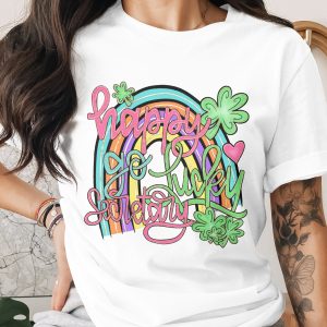 Happy Go Lucky Secretary PNG, St Patricks Day Secretary Gift, Shamrock Rainbow Design, Lucky Admin Digital Download, Sublimation DTF PNG