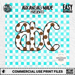 ABC Digital Download Alpha Set, Polka Dot Alphabet, Turquoise Glitter Buffalo Plaid Letters, Teacher Clipart, Nursery Decor