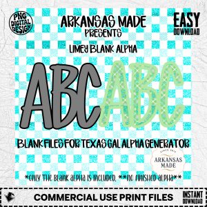 Limey Blank Alpha PNG, Digital Download, Sublimation DTF, Texas Gal Alpha Generator Files, Customizable Alphabet Letters, Instant Download