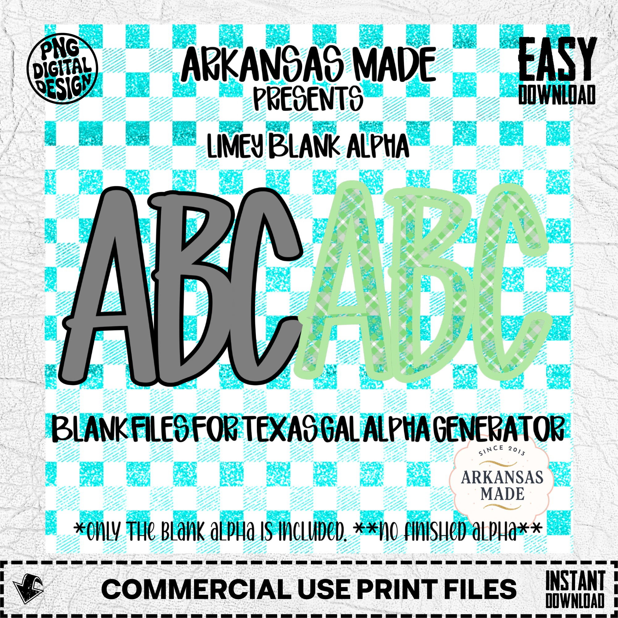 Limey Blank Alpha PNG, Digital Download, Sublimation DTF, Texas Gal Alpha Generator Files, Customizable Alphabet Letters, Instant Download