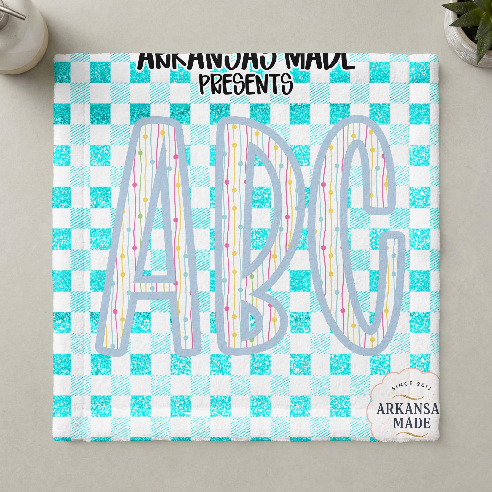 ABC Alphabet Digital Download Full A-Z Alpha, Glitter Gingham PNG, Colorful Letters Sublimation, Preschool DTF Design, Kids Nursery Art - Image 6