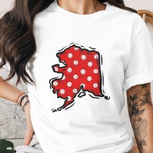 Alaska Polka Dot Map PNG, Digital Download Sublimation DTF, Red White Dots State Outline Art, Alaska Lover Gift, USA Travel Design, Instant