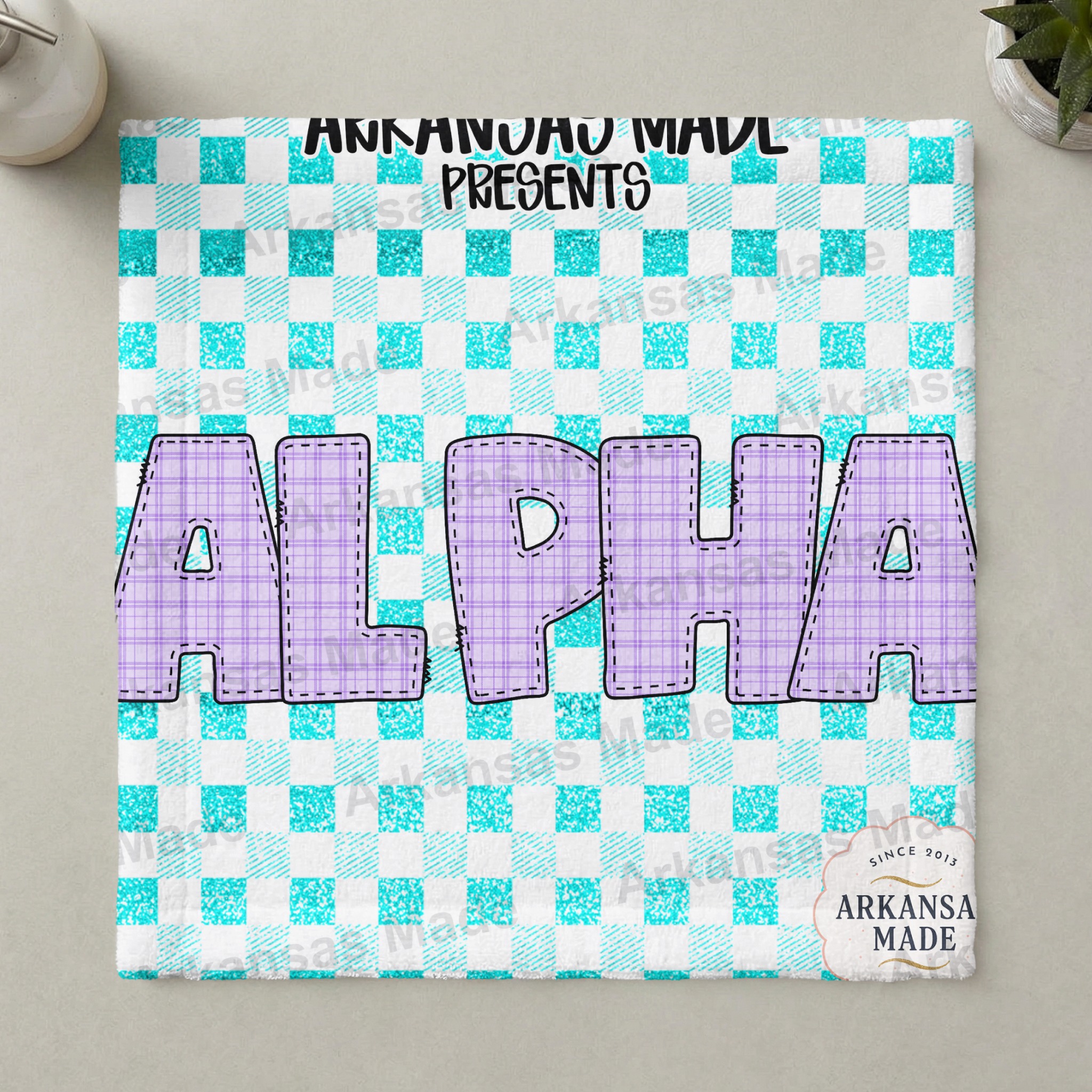 Digital Alpha Set PNG, Purple Plaid Faux Glitter Gingham Alphabet, Stitched Letter Font, Sorority Craft Design Download - Image 3