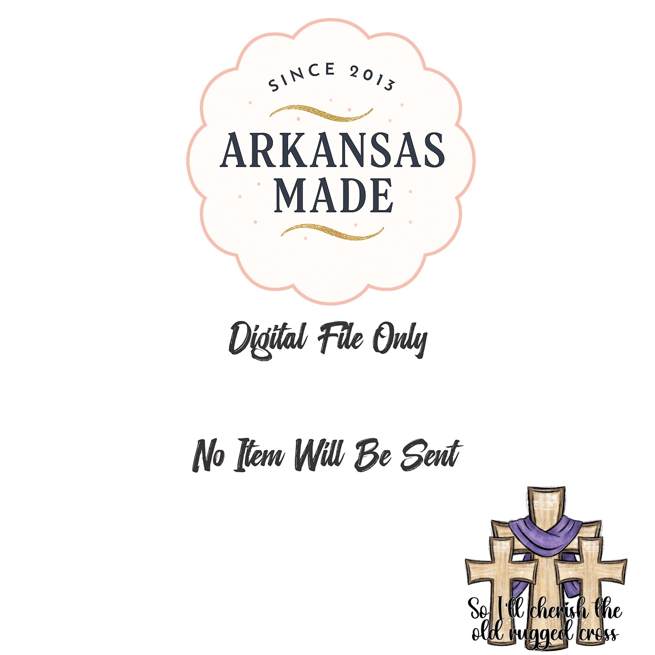 So I'll Cherish The Old Rugged Cross Digital Download Sublimation DTF PNG, Three Wooden Crosses, Christian Faith Religious Art, Easter - Image 3
