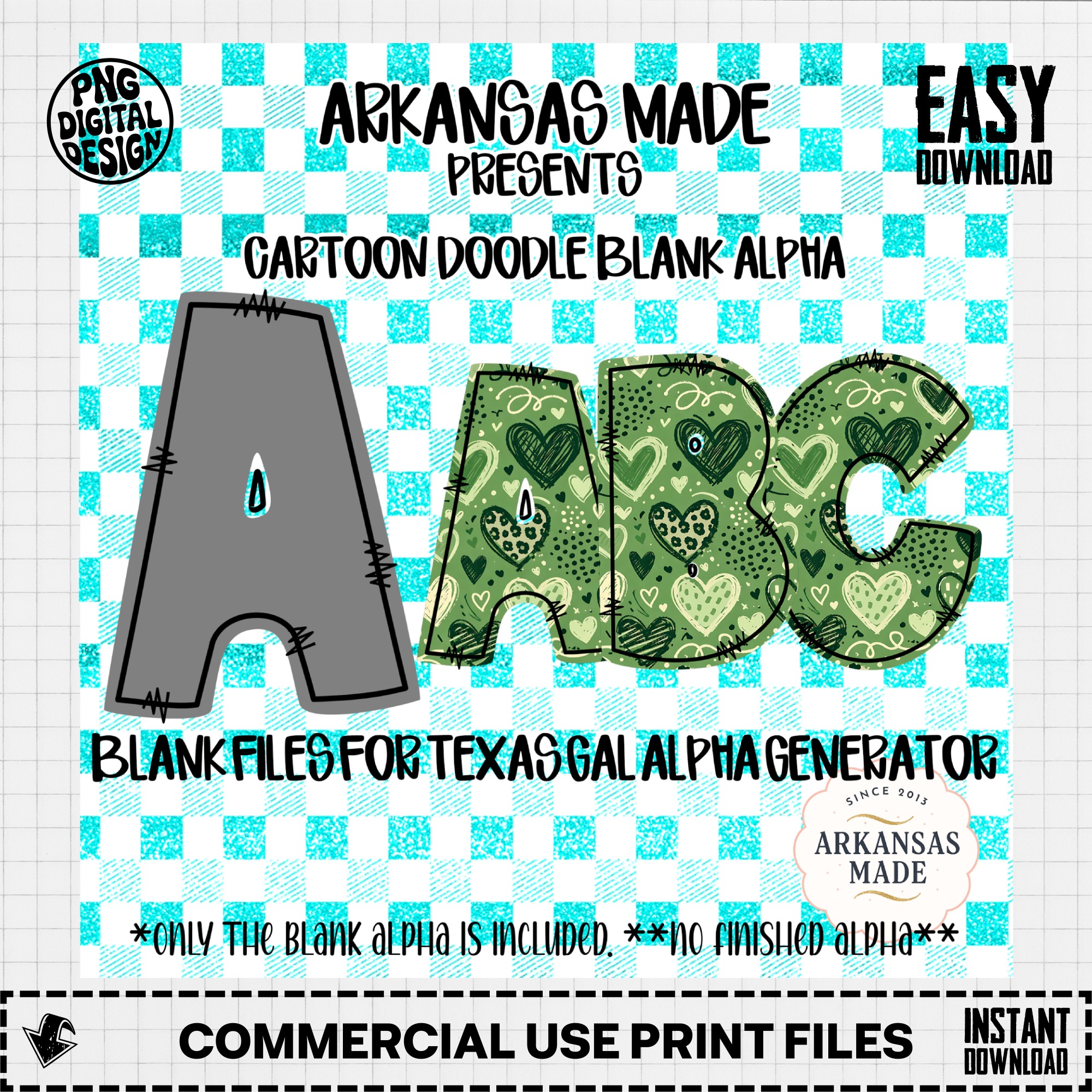 Cartoon Doodle Blank Alpha Digital Download, Sublimation Blank Files, Texas Gal Alpha Generator Ready, DIY Letter Art, Craft Supply PNG - Image 2