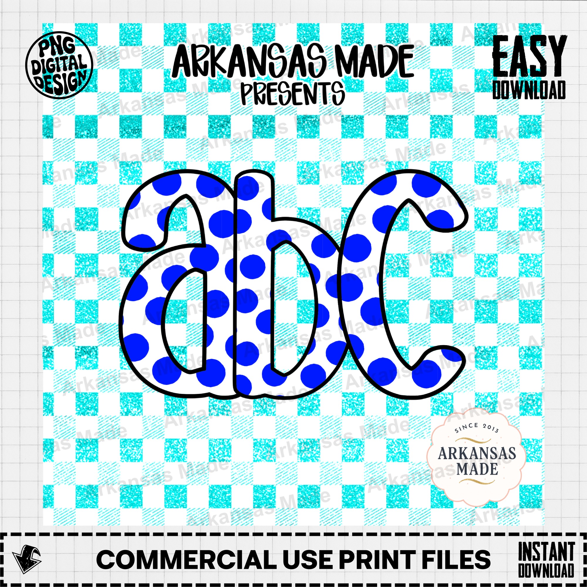Blue Polka Dot Alphabet Digital Download Alpha Set, Lowercase Letters PNG, Sublimation Design Files, Preppy Craft Supply, Custom Monogram - Image 2