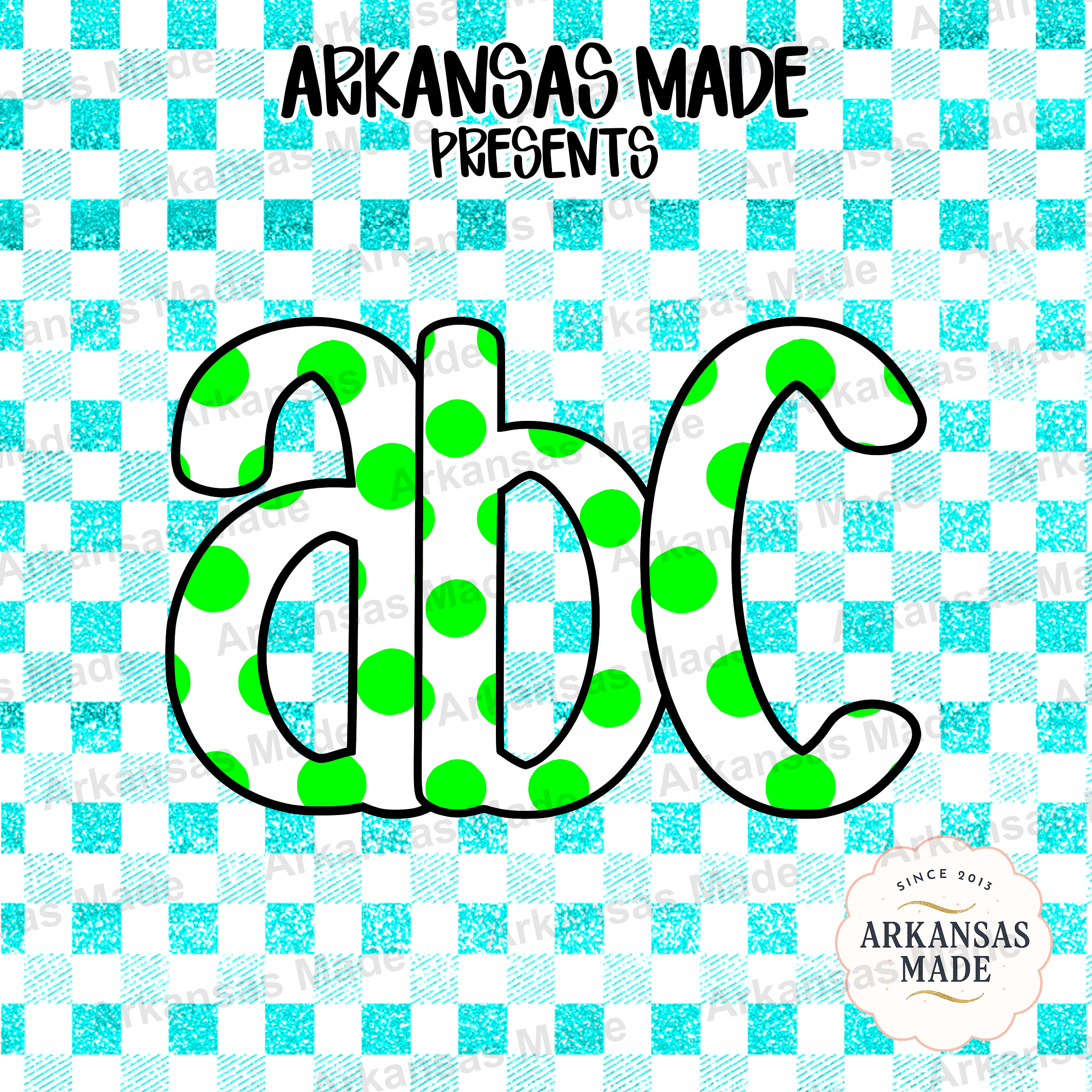 Green Polka Dot ABC Letters Digital Alpha Set | Playful Alphabet PNG | Nursery Decor Kids Craft Sublimation Design Files - Image 4