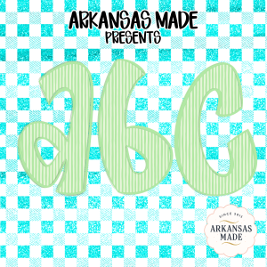 Aqua Gingham Striped Full A-Z Lowercase Alphabet, Digital Download PNGs, Sublimation DTF Ready Files, Mint Green Letters, Craft Print Design