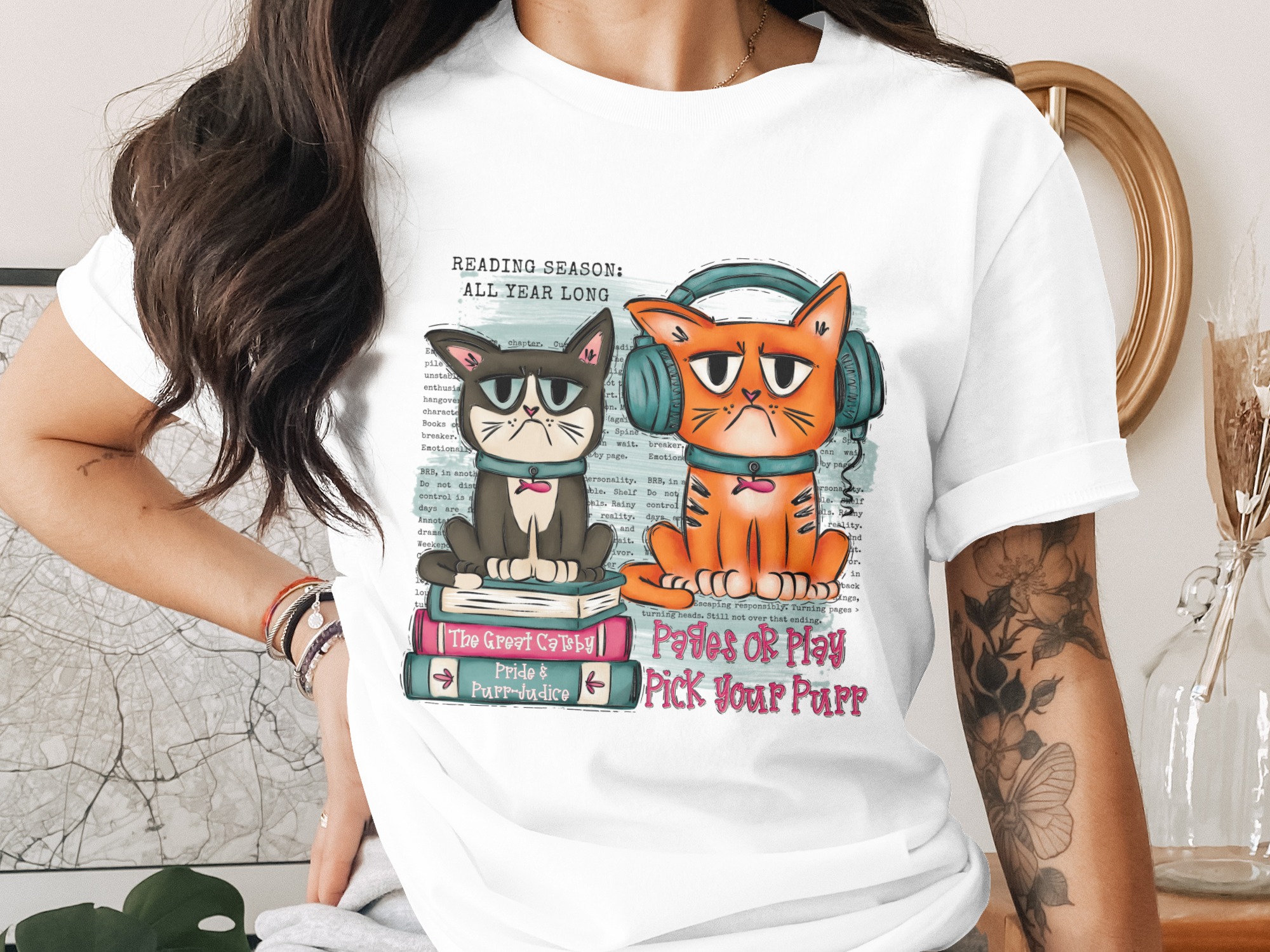 Grumpy Reading Cats Digital Download, Bookworm Feline Sublimation DTF PNG, Literary Cat Lover Gift, Funny Reader Design, Instant Download