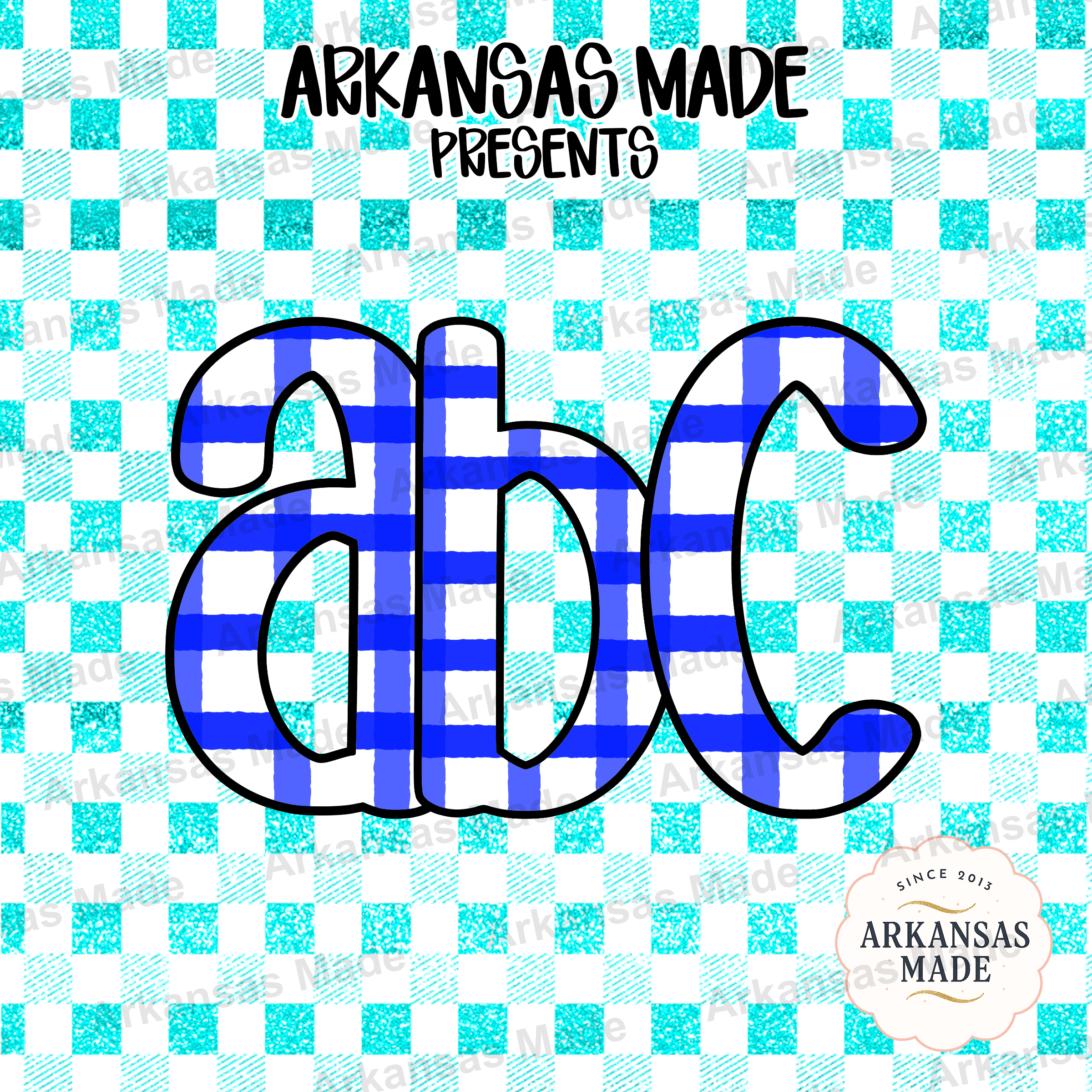 Blue Gingham Alphabet PNG Letters Digital Download Alpha Set, Plaid Checkered Font SVG, Teacher Back to School Craft Design - Image 4