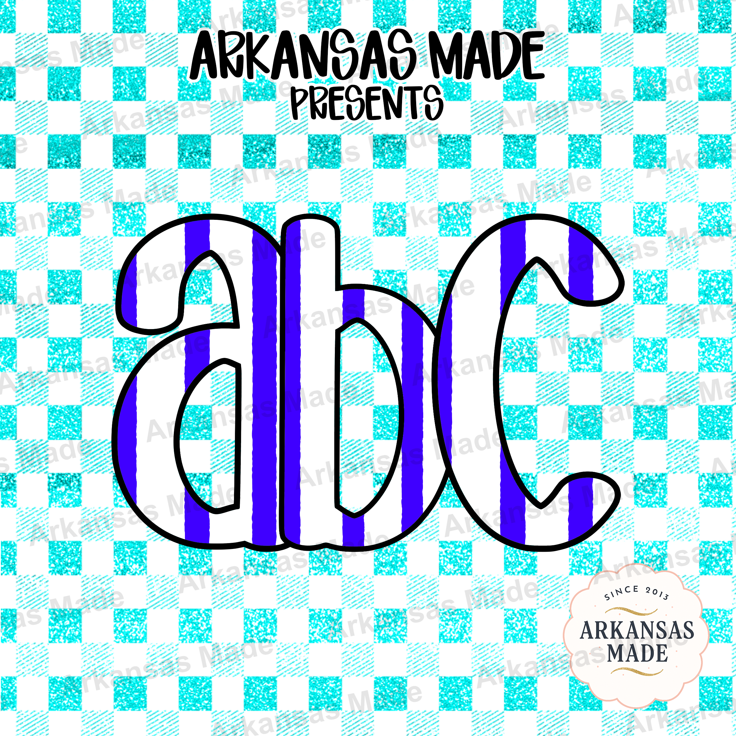 Teal Aqua Gingham Striped Letters Digital Download Alpha Set | Preppy ABC Alphabet Clipart for Crafters - Image 4