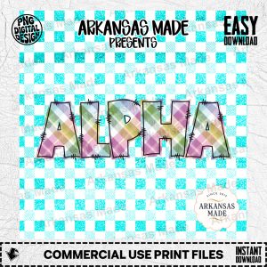 Alpha Digital Download Set Plaid Glitter PNG, Sorority Letters, Greek Alphabet, Preppy Pastel Font, Sublimation Design, Craft Clipart