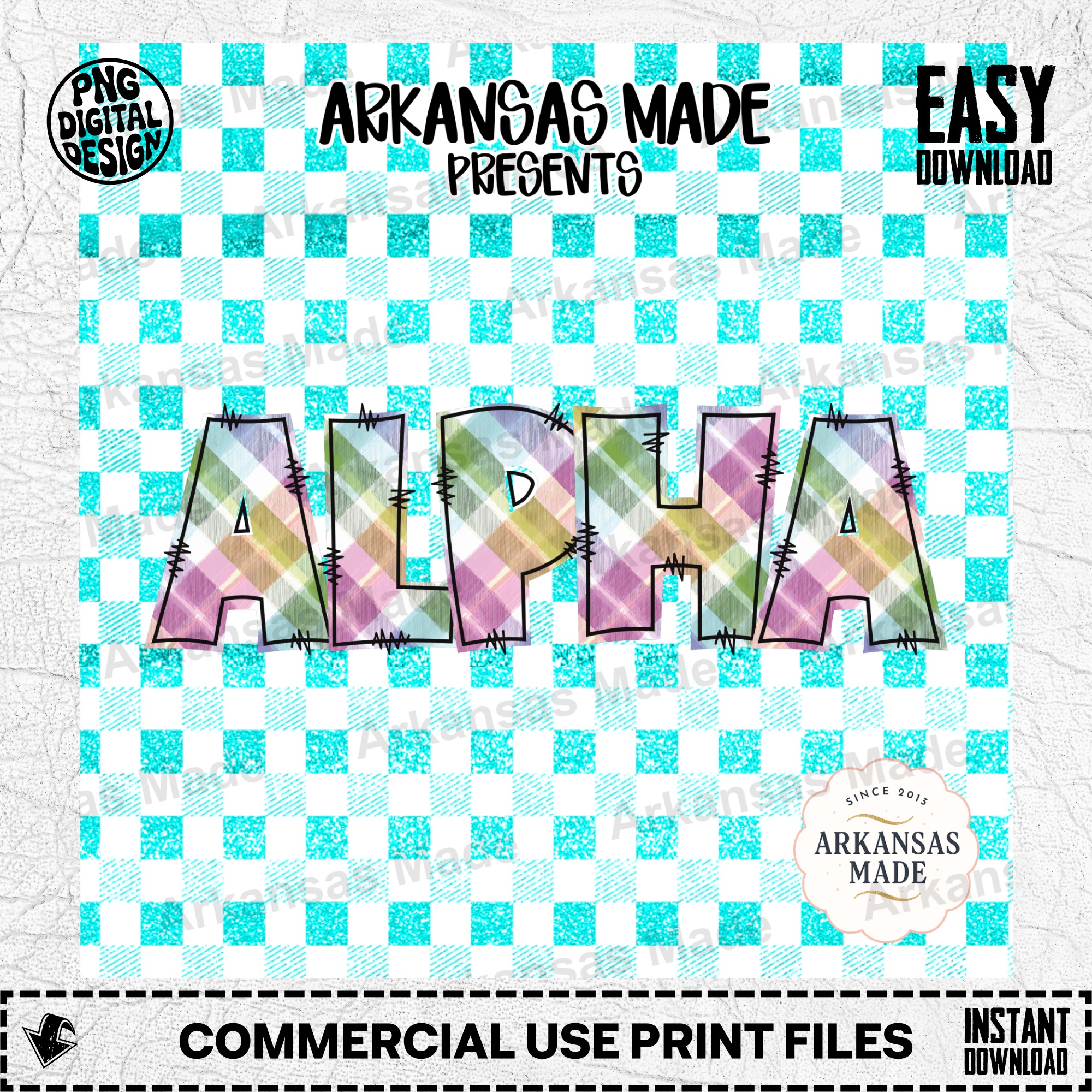 Alpha Digital Download Set Plaid Glitter PNG, Sorority Letters, Greek Alphabet, Preppy Pastel Font, Sublimation Design, Craft Clipart