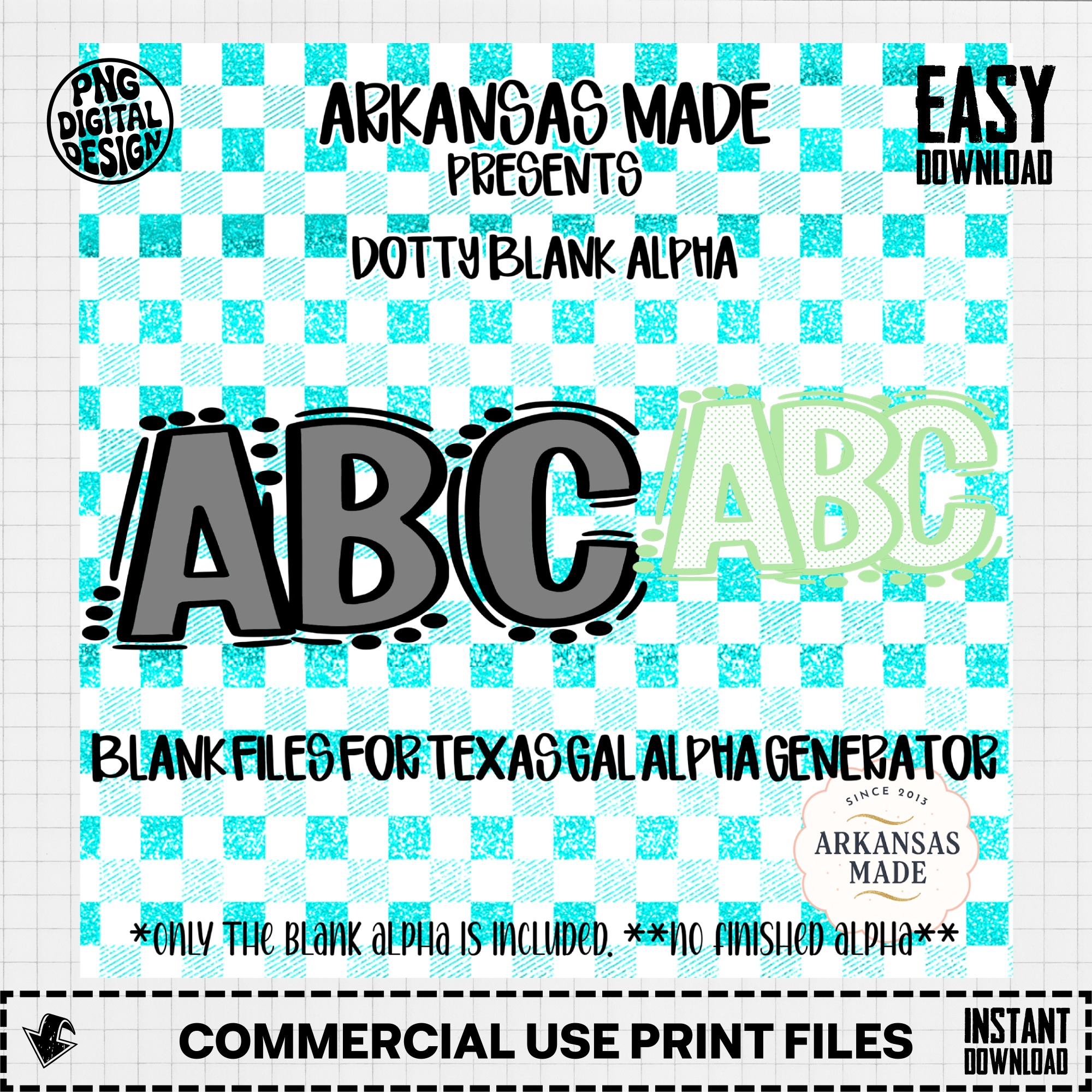 Dotty Blank Alpha Digital Download, Sublimation DTF Files, Customizable Alphabet PNG, Texas Gal Alpha Generator Blanks - Image 2