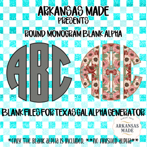 Digital Download Blank Round Monogram, Texas Gal Alpha Generator File, DIY Personalized Custom Monogram, SVG PNG Cut File, Instant Download