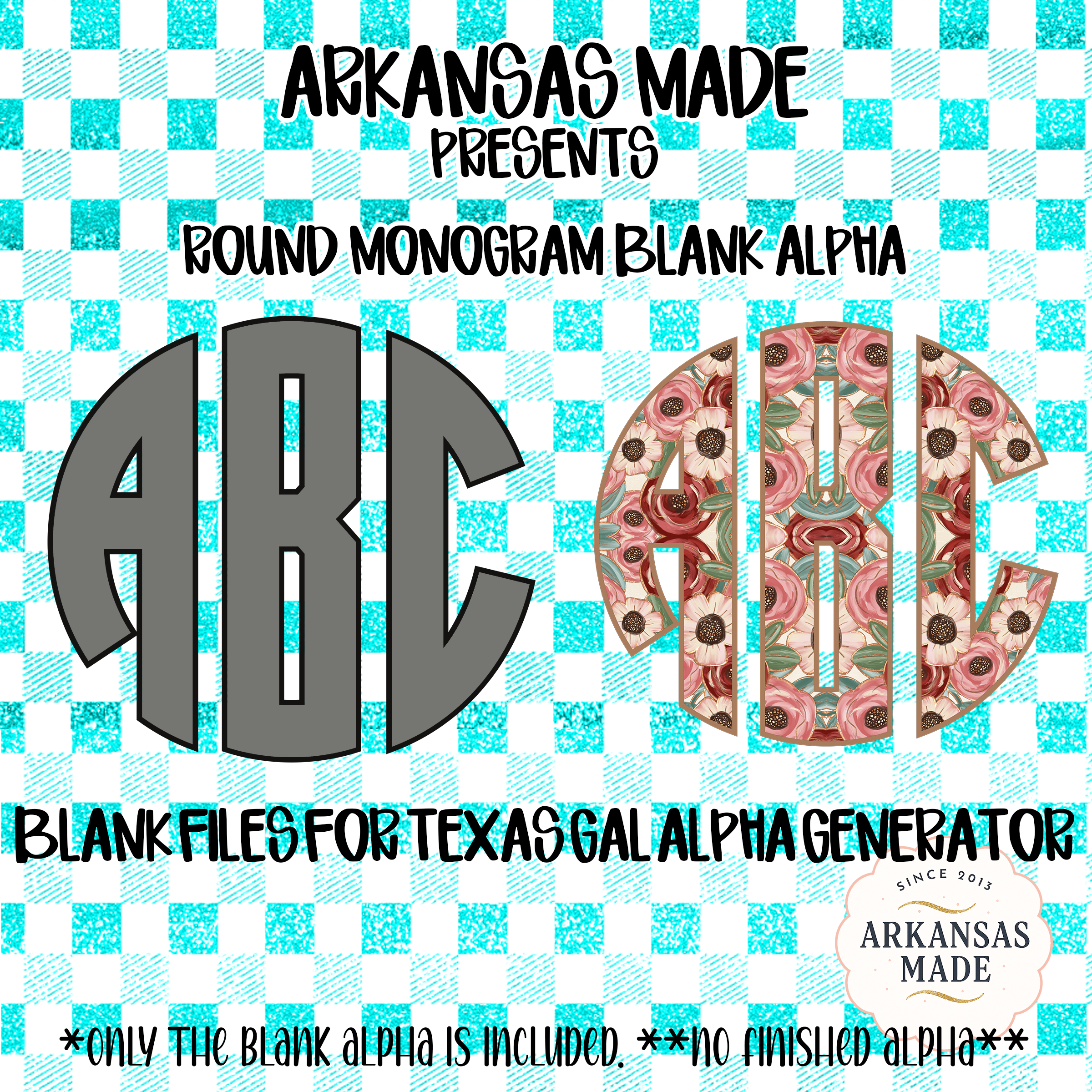 Digital Download Blank Round Monogram, Texas Gal Alpha Generator File, DIY Personalized Custom Monogram, SVG PNG Cut File, Instant Download