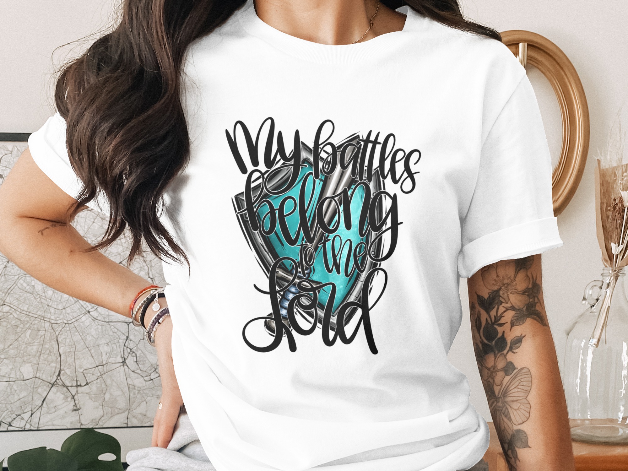 Christian Faith Shield Digital Download, My Battles Belong to the Lord SVG PNG, Religious Inspirational Godly Saying Design