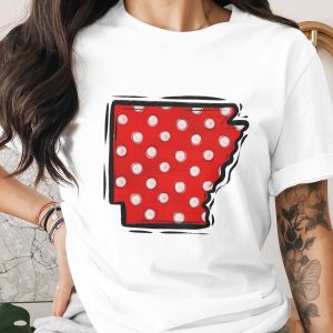 Arkansas Polka Dot Digital Download, Red White State Outline PNG, DTF Sublimation Design, Grunge Sketchy Art, US Map, Instant Download File