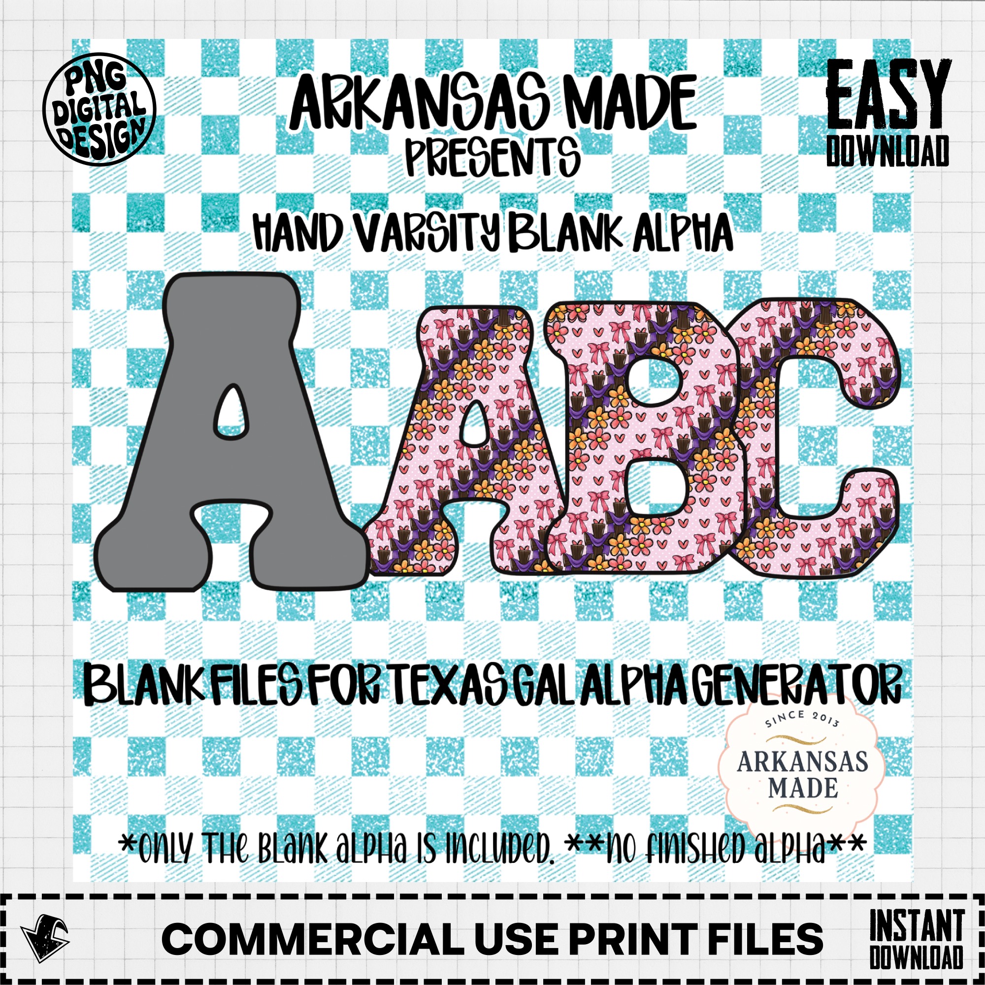 Digital Download Sublimation Blank Alpha, Hand Varsity Letter Outline, Texas Gal Generator File, Customizable College Alphabet, PNG SVG - Image 2