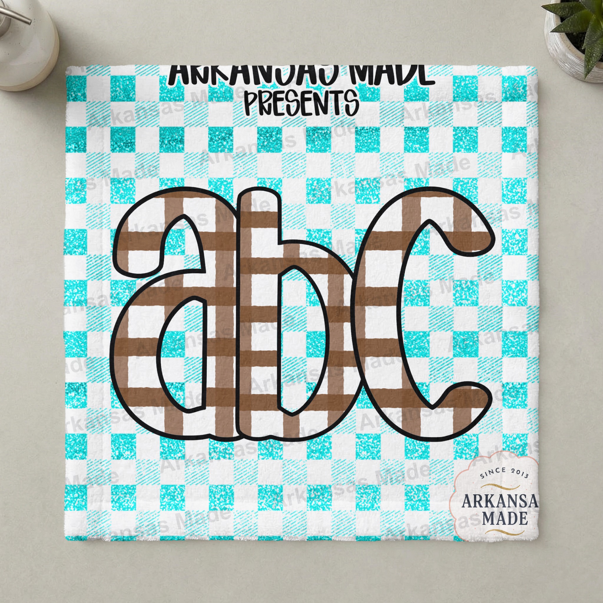 Plaid abc Digital Download Alpha Set, Brown Buffalo Plaid Letters, Teal Glitter png Font, Rustic School Clipart, Teacher Gift diy - Image 3