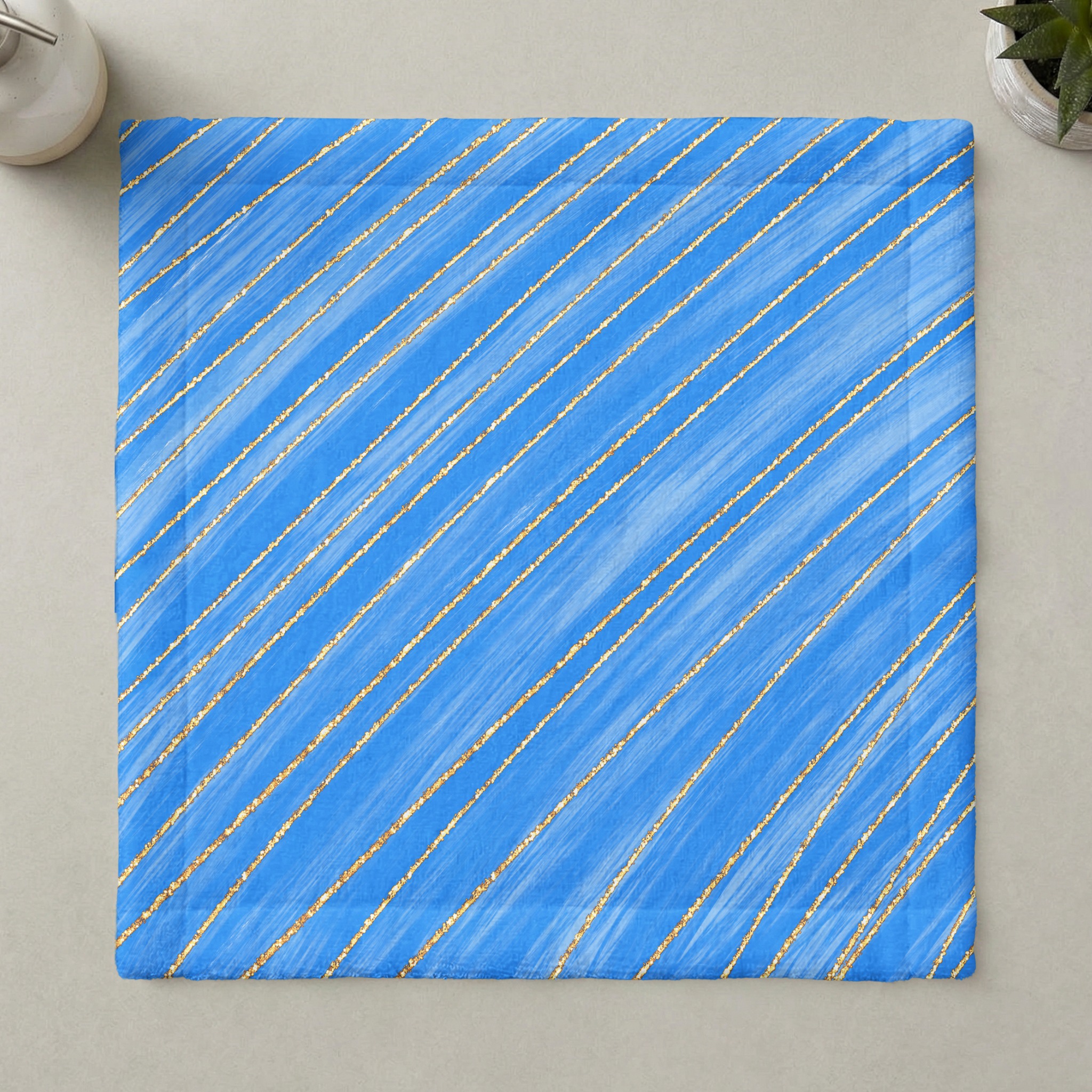 Blue Gold Glitter Stripes Digital Paper, Elegant Sparkle Pattern PNG, Shimmer Scrapbook Background, Instant Digital Download, Craft Supply - Image 3