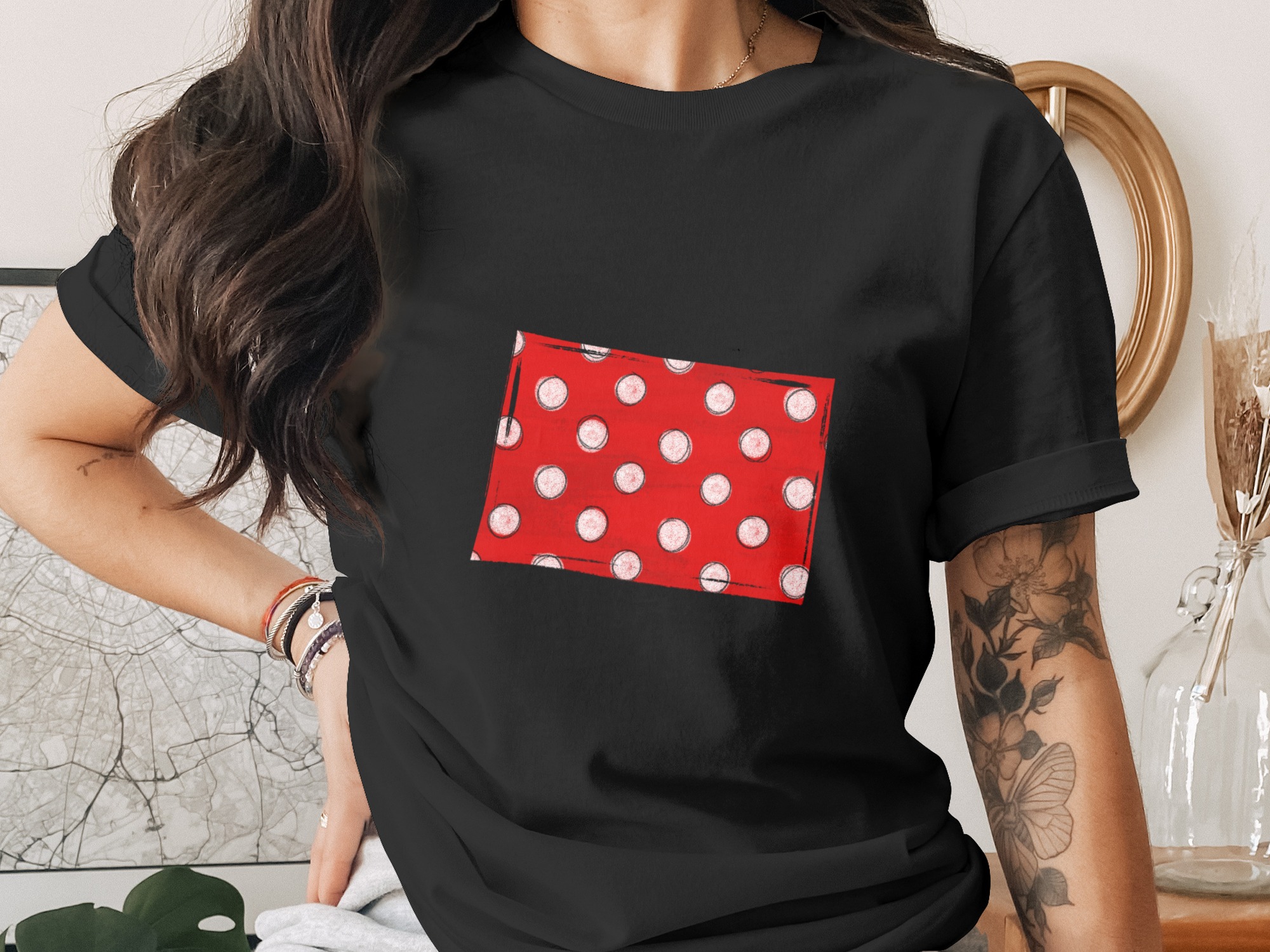 Distressed Red Polka Dot Rectangle Digital Download, Grunge Dotted Pattern PNG, Sublimation DTF Print, Instant Download File, Graphic Art - Image 2