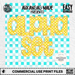 Yellow Polka Dot Digital Alpha Set | Faux Gold Outline Letters | Aqua Glitter Gingham Alphabet PNG Clipart Bundle