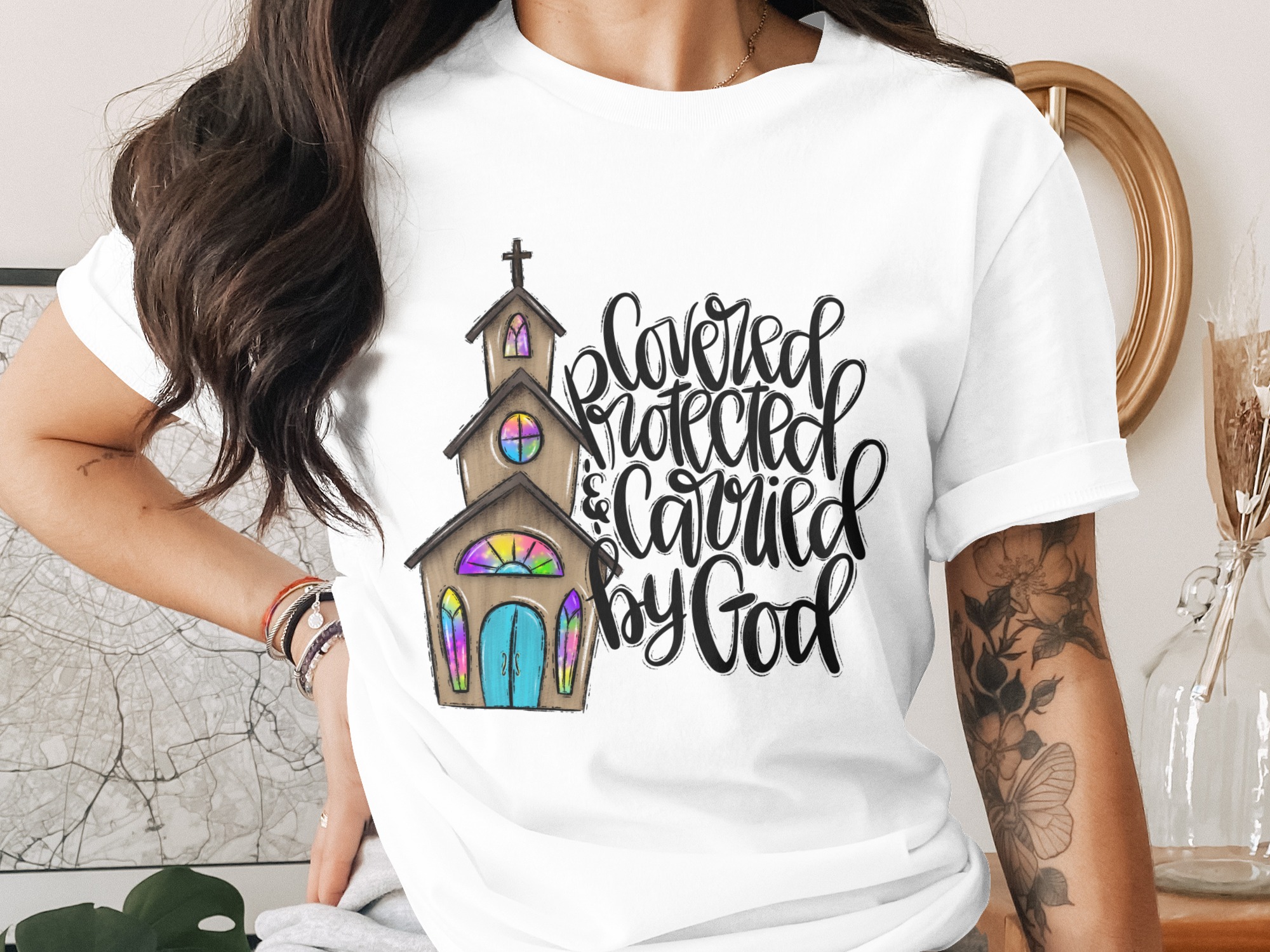 Covered Protected Carried by God Digital Download, Christian Faith PNG, Church Sublimation Design, Inspirational Quote Clipart, Religious