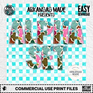 Colorful Cow Print Alpha Set Digital Download PNG Letters, Western Boho Glitter Alphabet Sublimation Design, Hand Drawn Gingham Font