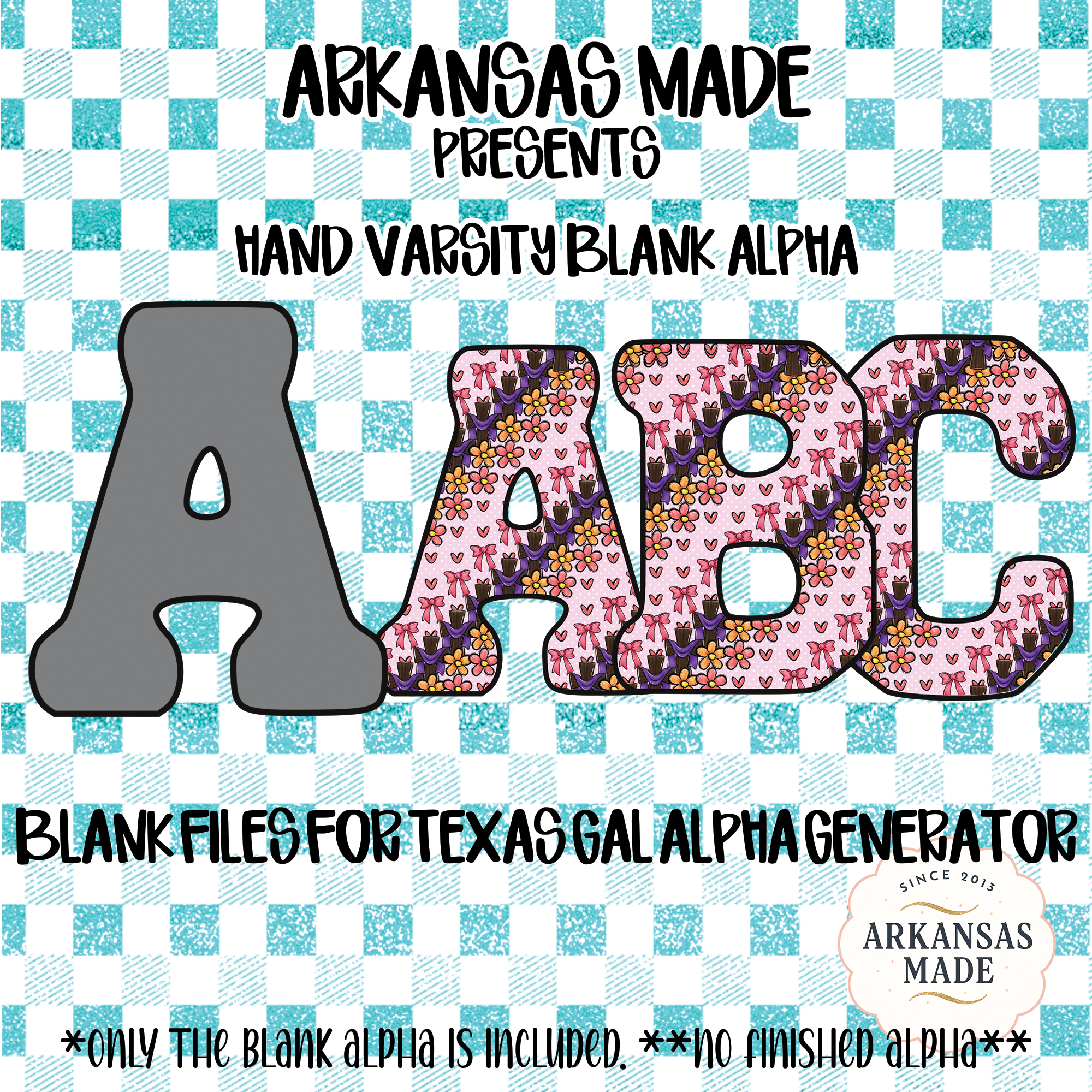 Digital Download Sublimation Blank Alpha, Hand Varsity Letter Outline, Texas Gal Generator File, Customizable College Alphabet, PNG SVG - Image 3