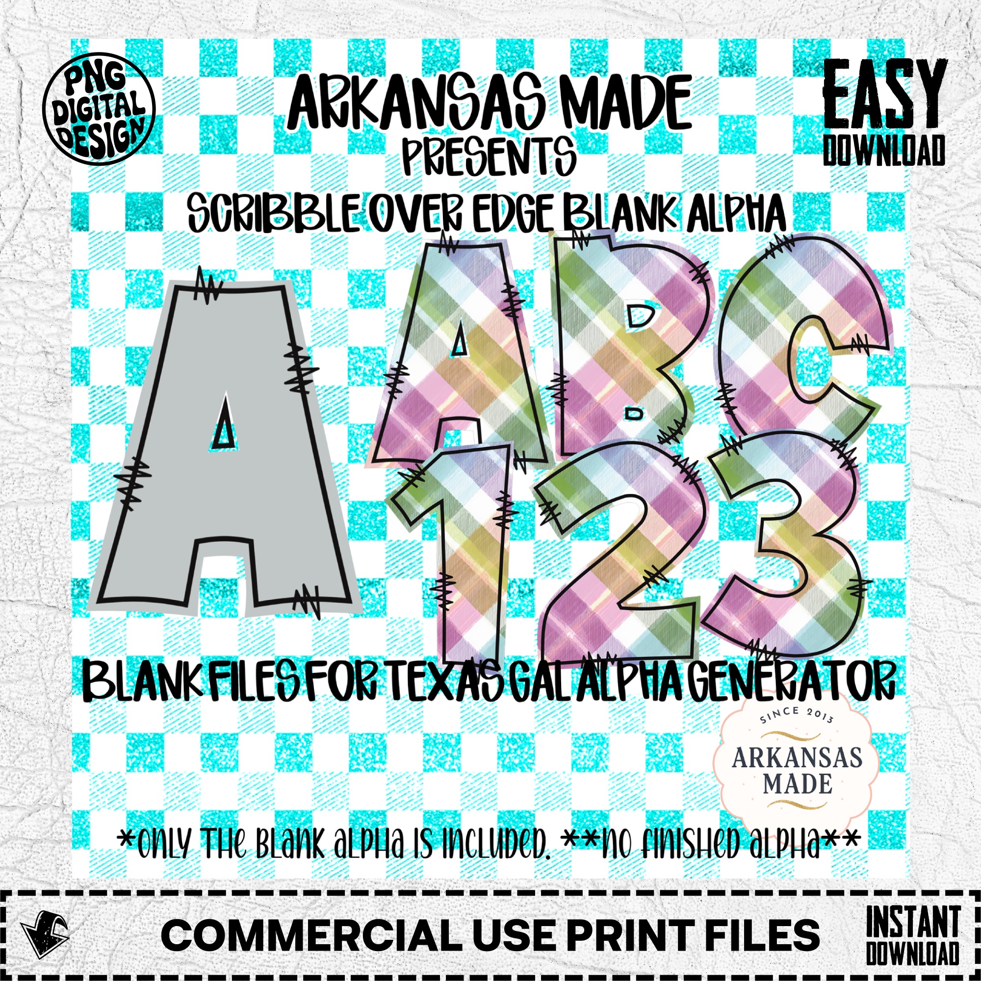Scribble Over Edge Blank Alpha Digital Download PNG, Texas Gal Alpha Generator Files, Doodle Letters, Numbers, Full Alphabet Outline - Image 2