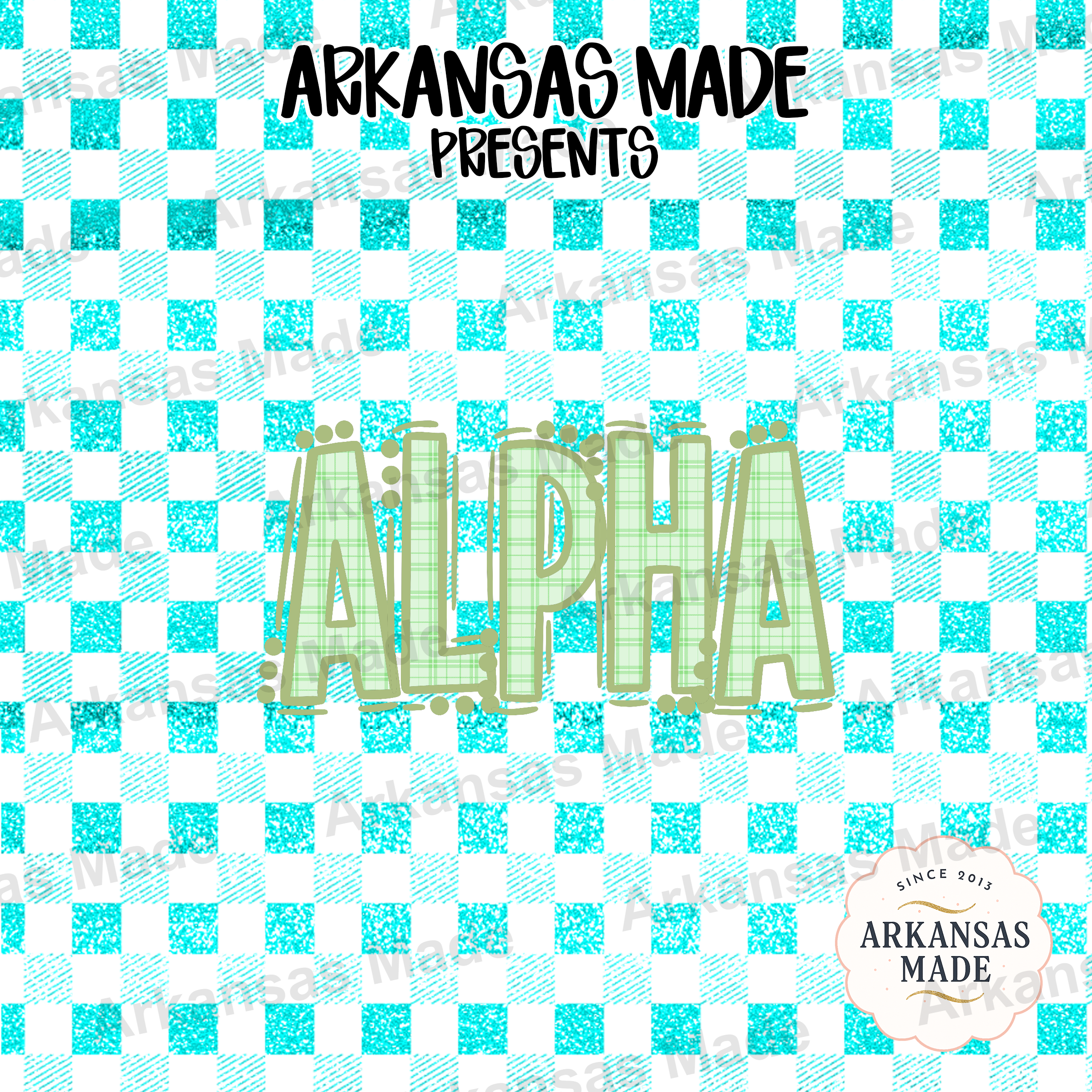 Plaid Gingham Alpha Digital Set, Sorority Letters PNG, Faux Glitter Teal Aqua Buffalo Check Crafting Font, Sublimation Design - Image 4