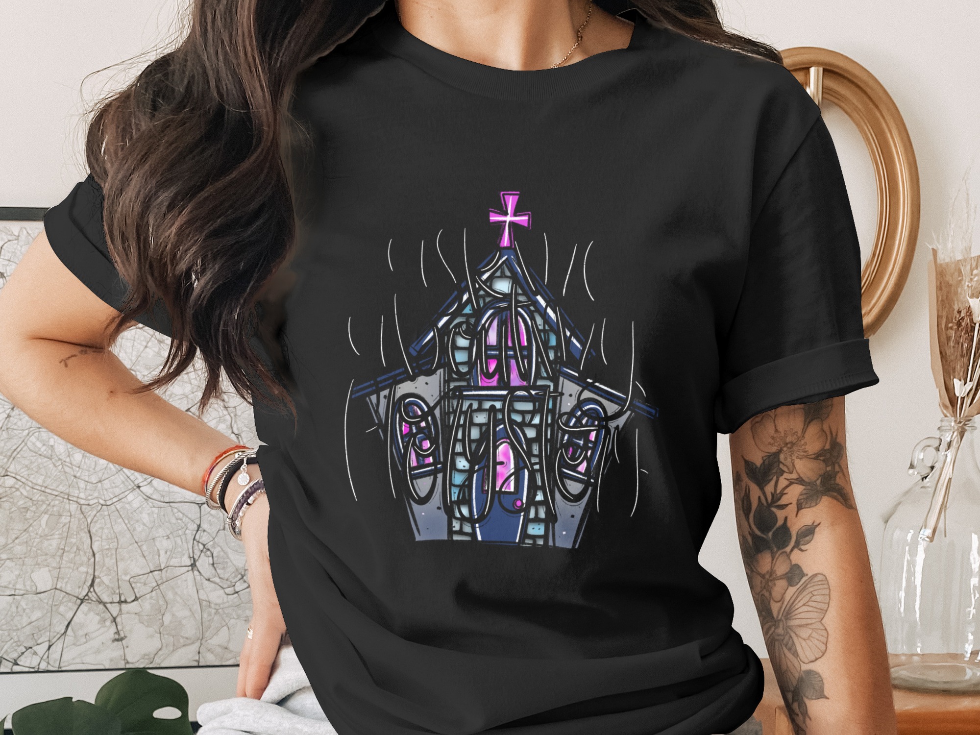 Ask Me About My Gloomy Glitter Digital Design PNG | Spooky Church Chapel File | Goth Humorous Alt Craft Graphic Download - Image 2