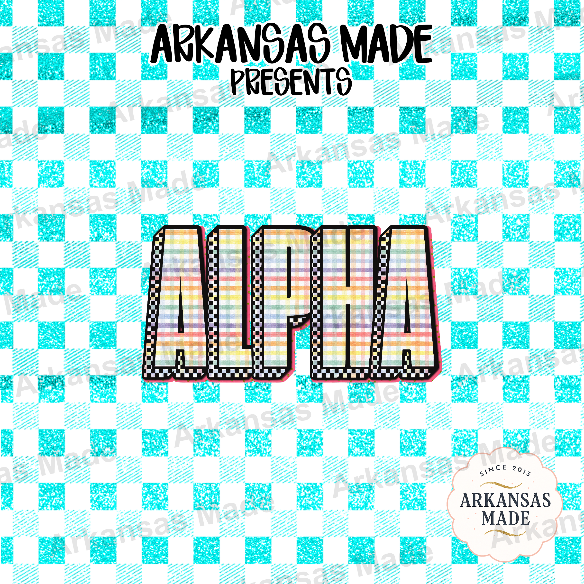Preppy Alpha Letters Digital Download Alpha Set, Gingham Checkered PNG, Sorority College Craft Supply, Bright Colorful Alphabet - Image 4