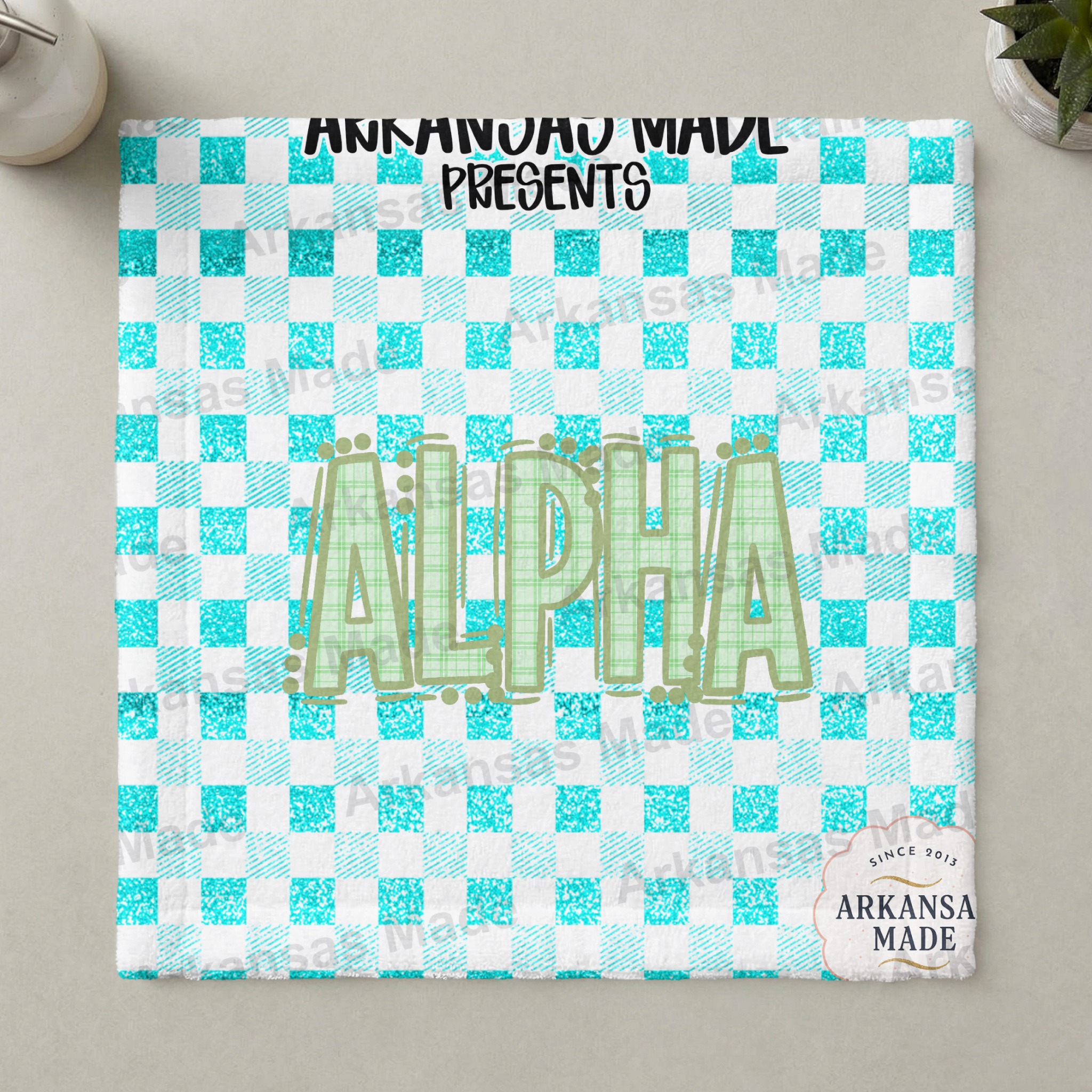 Plaid Gingham Alpha Digital Set, Sorority Letters PNG, Faux Glitter Teal Aqua Buffalo Check Crafting Font, Sublimation Design - Image 3