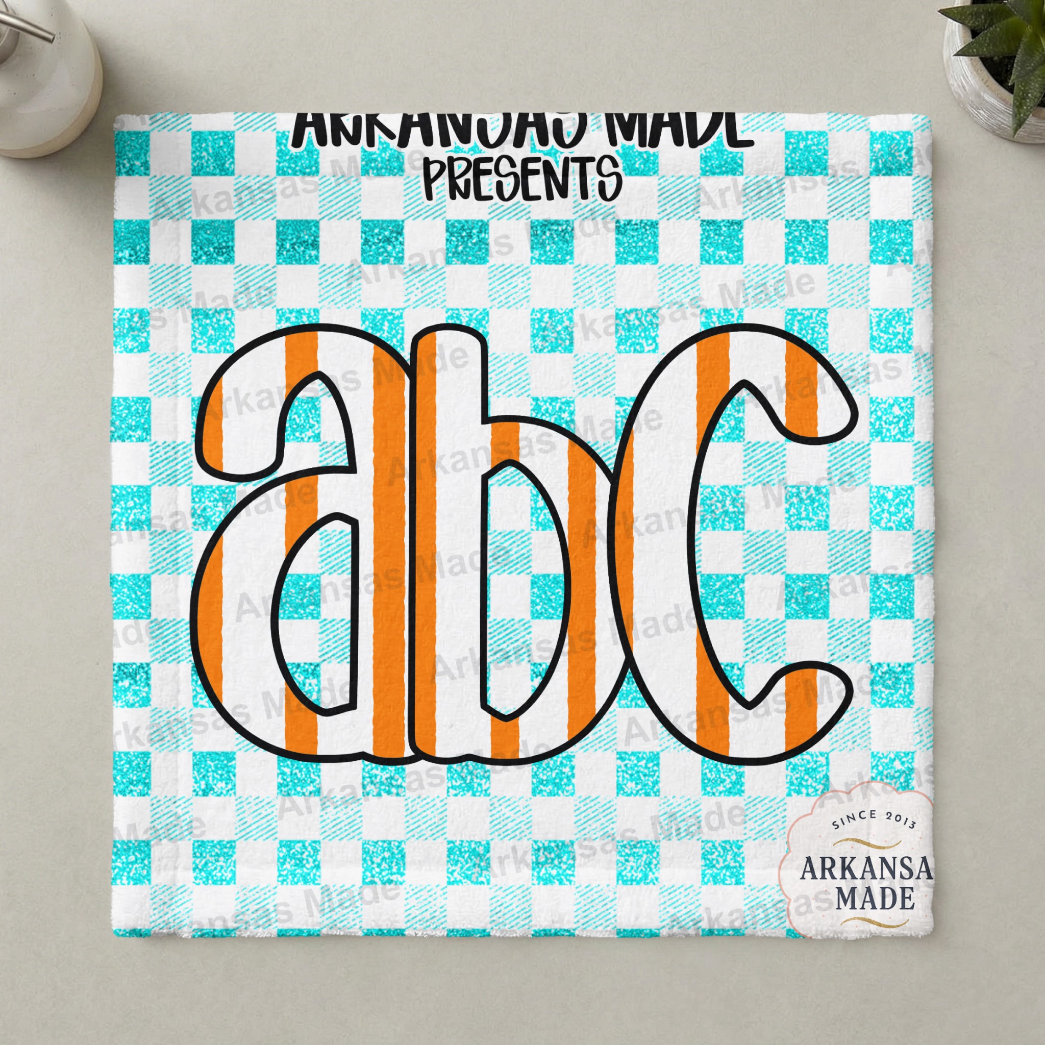 Orange Striped Digital Alpha Set | Faux Glitter Buffalo Check ABC PNG Font | Crafting Letters Download - Image 3