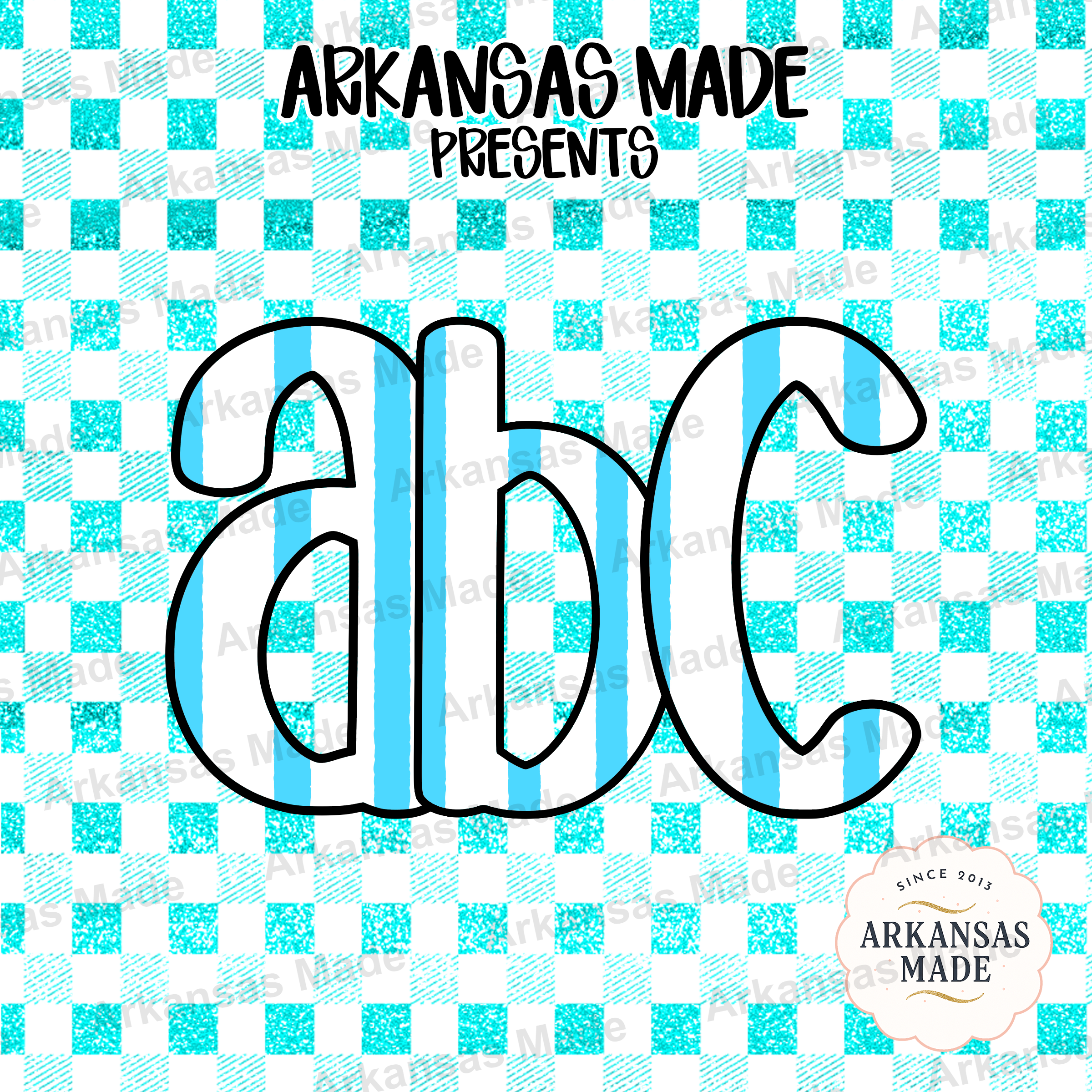 Aqua Blue Striped Glitter Alpha Set Digital Download, Full Alphabet PNG Letters, Summer Font Clipart for Sublimation Crafting, Kids DIY - Image 4
