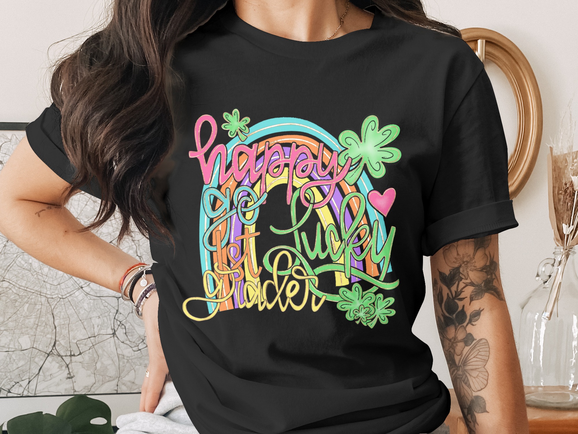 Happy Go Lucky 1st Grader PNG, St Patricks Day Rainbow Shamrock Digital Download, First Grade Sublimation DTF, Lucky Teacher Kids - Image 2