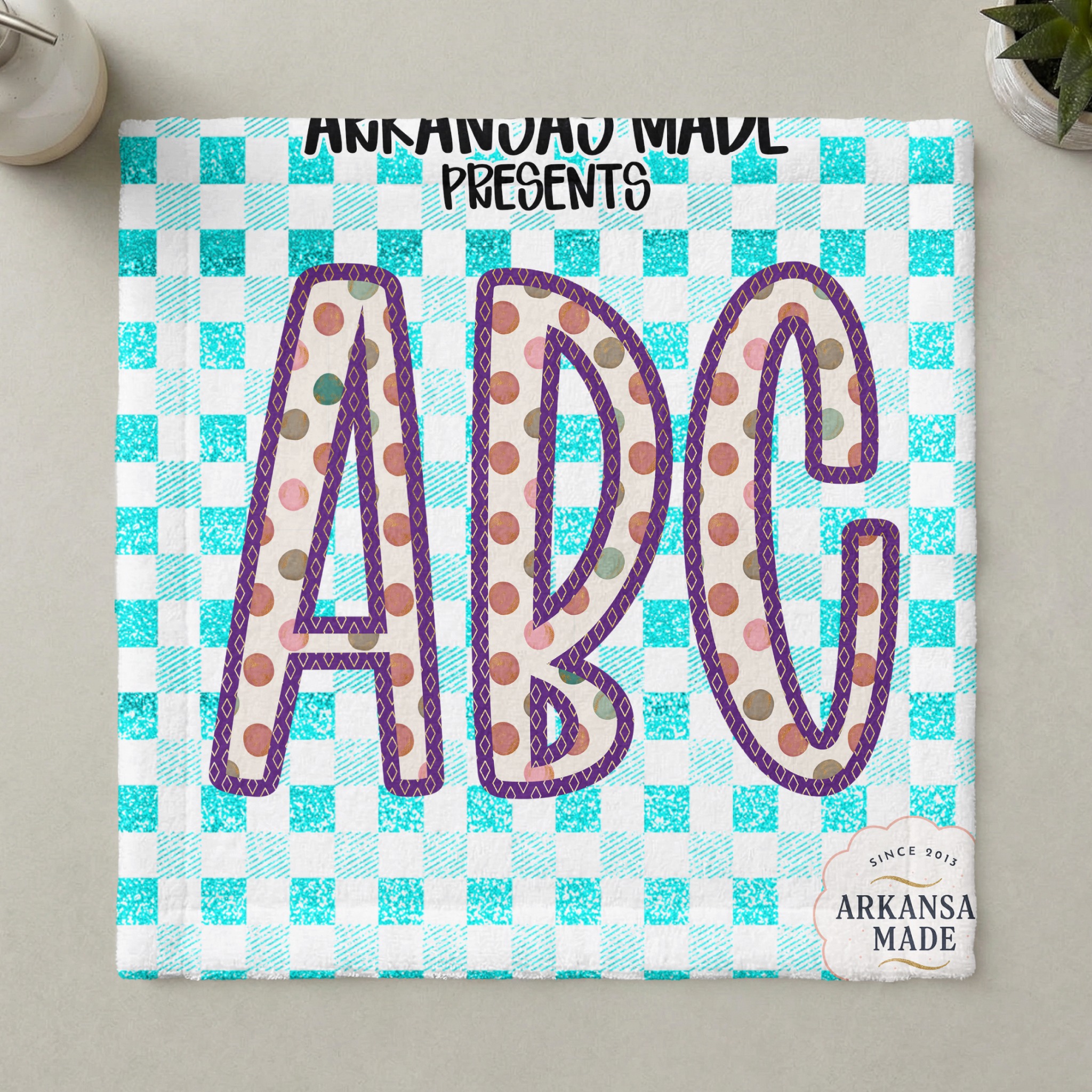 Vibrant ABC Polka Dot Alphabet, Full A-Z Alpha Digital Download, Glitter Gingham Sublimation DTF PNGs, Playful Letters, Instant File - Image 6
