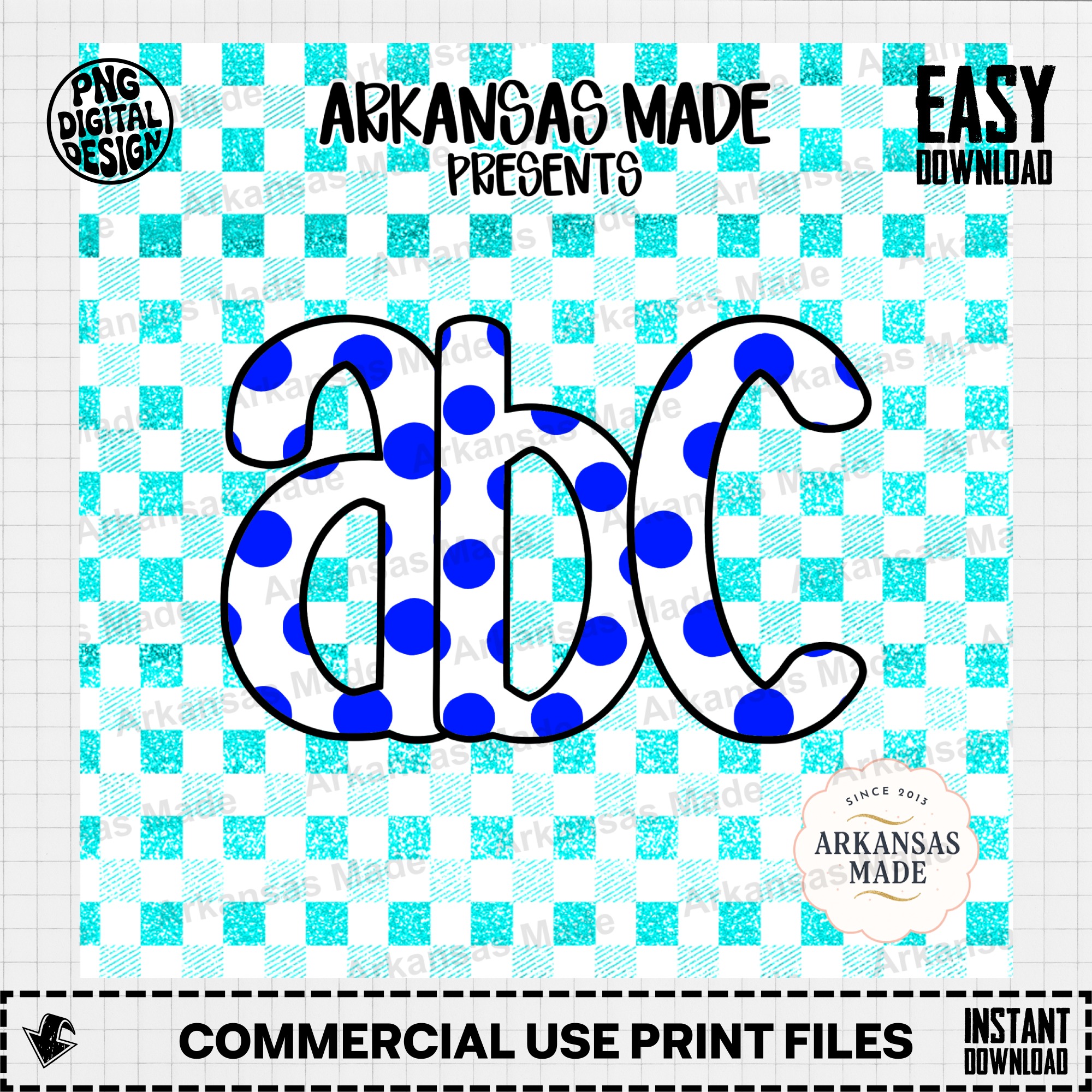 Blue Polka Dot Alphabet Digital Download Alpha Set - Fun Letters PNG, ABC Clipart Bundle, Nursery Decor, Craft Supplies - Image 2
