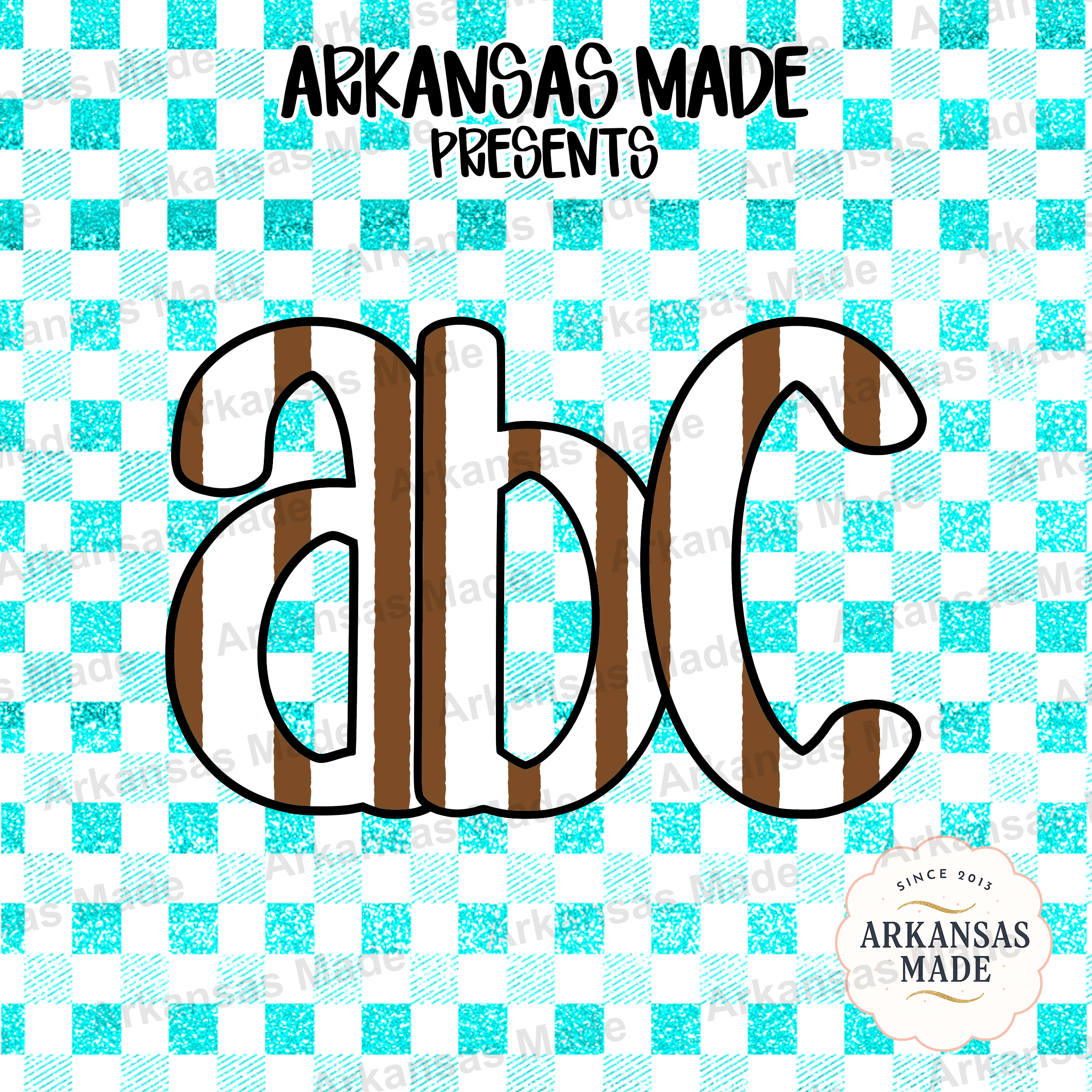 Digital Download Alpha Set, Teal Glitter Buffalo Plaid Letters, Brown Gingham Font PNG, Rustic School Alphabet Clipart - Image 4