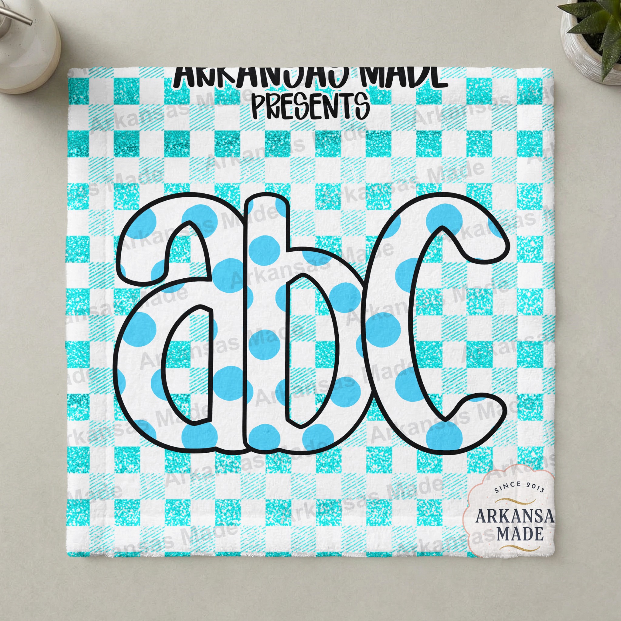 Blue Polka Dot Alphabet Digital Alpha Set | Glitter Gingham Letters PNG | Cute Sublimation Font Download - Image 3