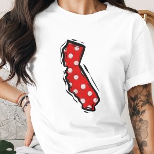 Red Polka Dot California State PNG, DTF Sublimation Digital Download, California Map Outline, USA State Graphic File, Instant Download Art